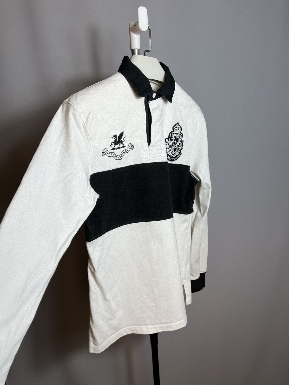 Vintage 90s Polo Ralph Lauren Rugby Long White Mens Cotton Size US S / EU 44-46 / 1 - 3 Thumbnail