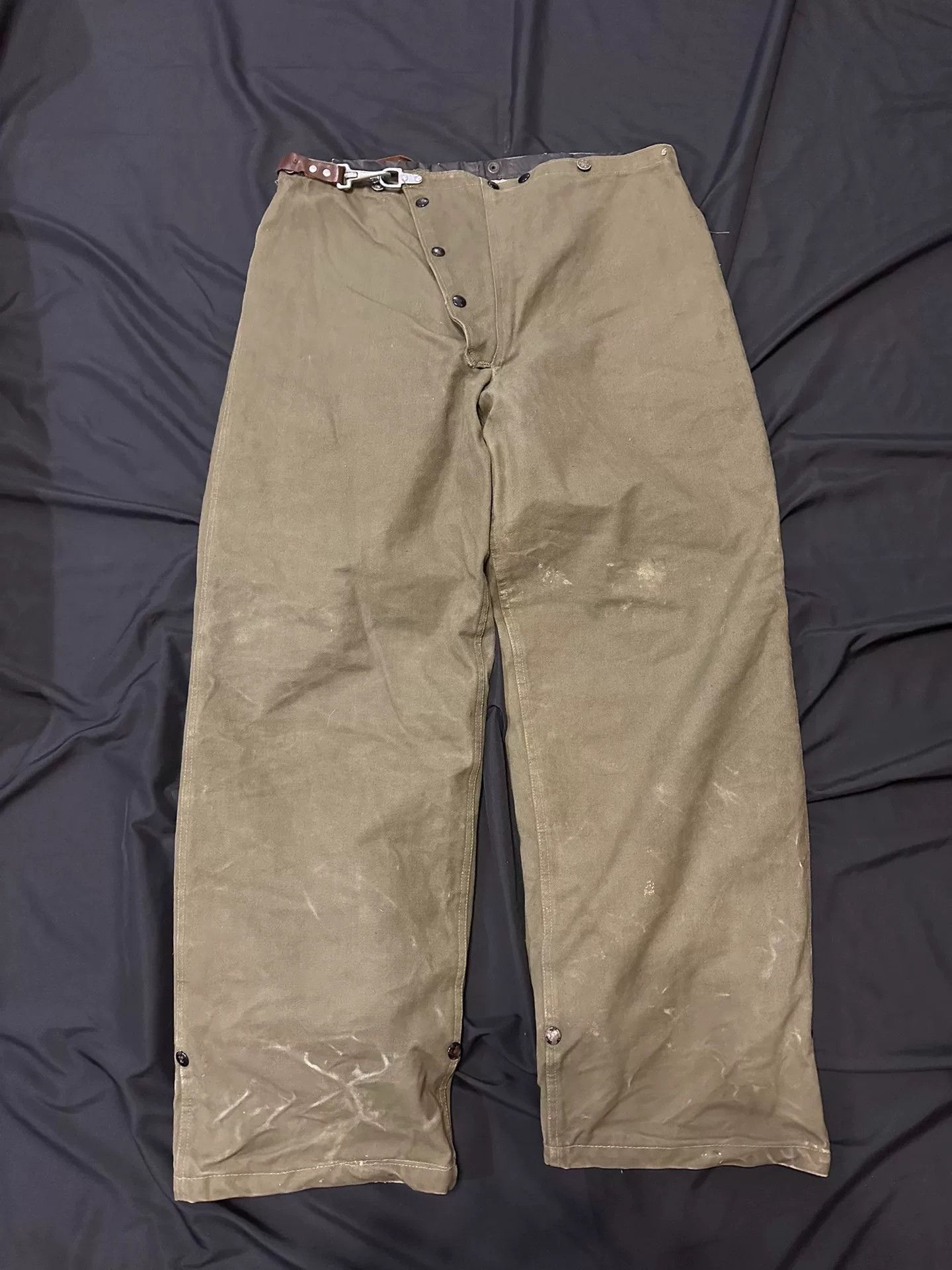 Vintage vintage 1950s green canvas fire resistant pants Size US 30 / EU 46 - 1 Thumbnail