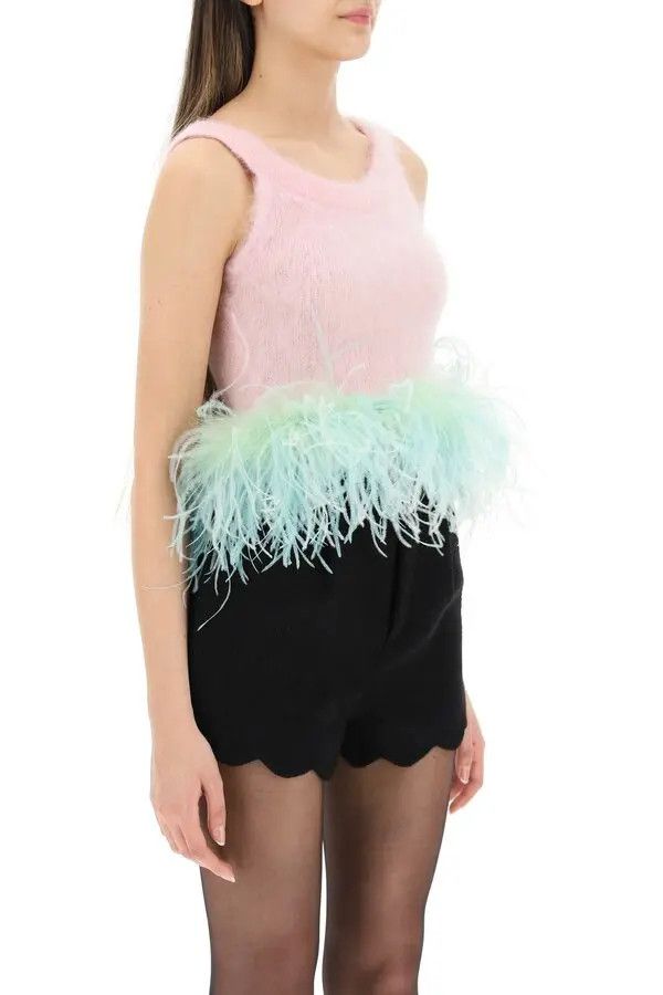 Saint Laurent Paris o1s1wg111024 Tank Top in Mohair and Feathers in Multicolor Size XS / US 0-2 / IT 36-38 - 3 Thumbnail