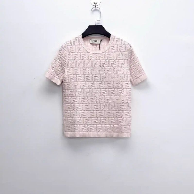 Fendi Fendi Pink Cotton Blend Logo T-Shirt for Women 0089 Size L / US 10 / IT 46 - 1 Thumbnail