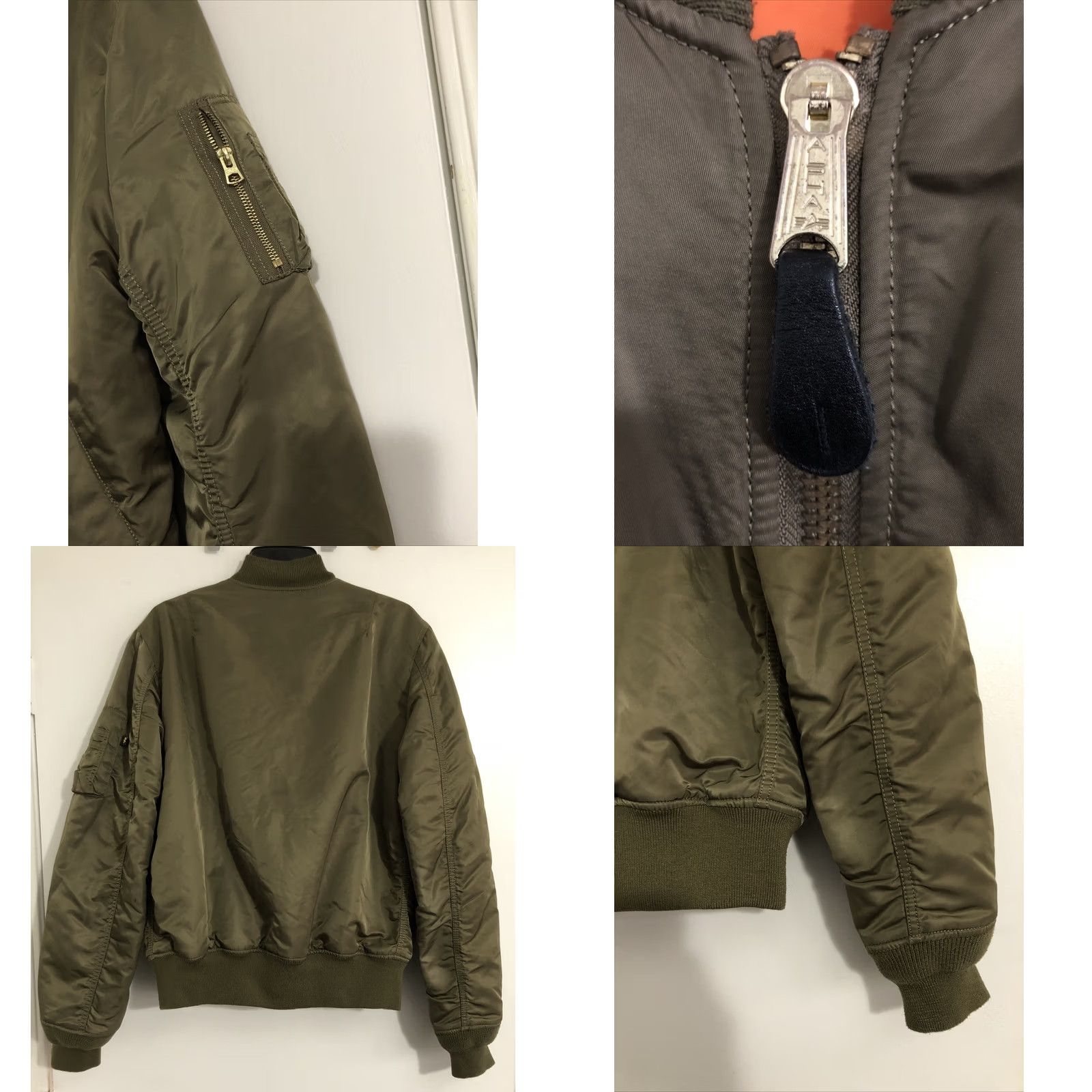 Alpha Industries VINTAGE Alpha Industries MA-1 Bomber Jacket Mens L Green /Orange Flight Size US L / EU 52-54 / 3 - 8 Thumbnail