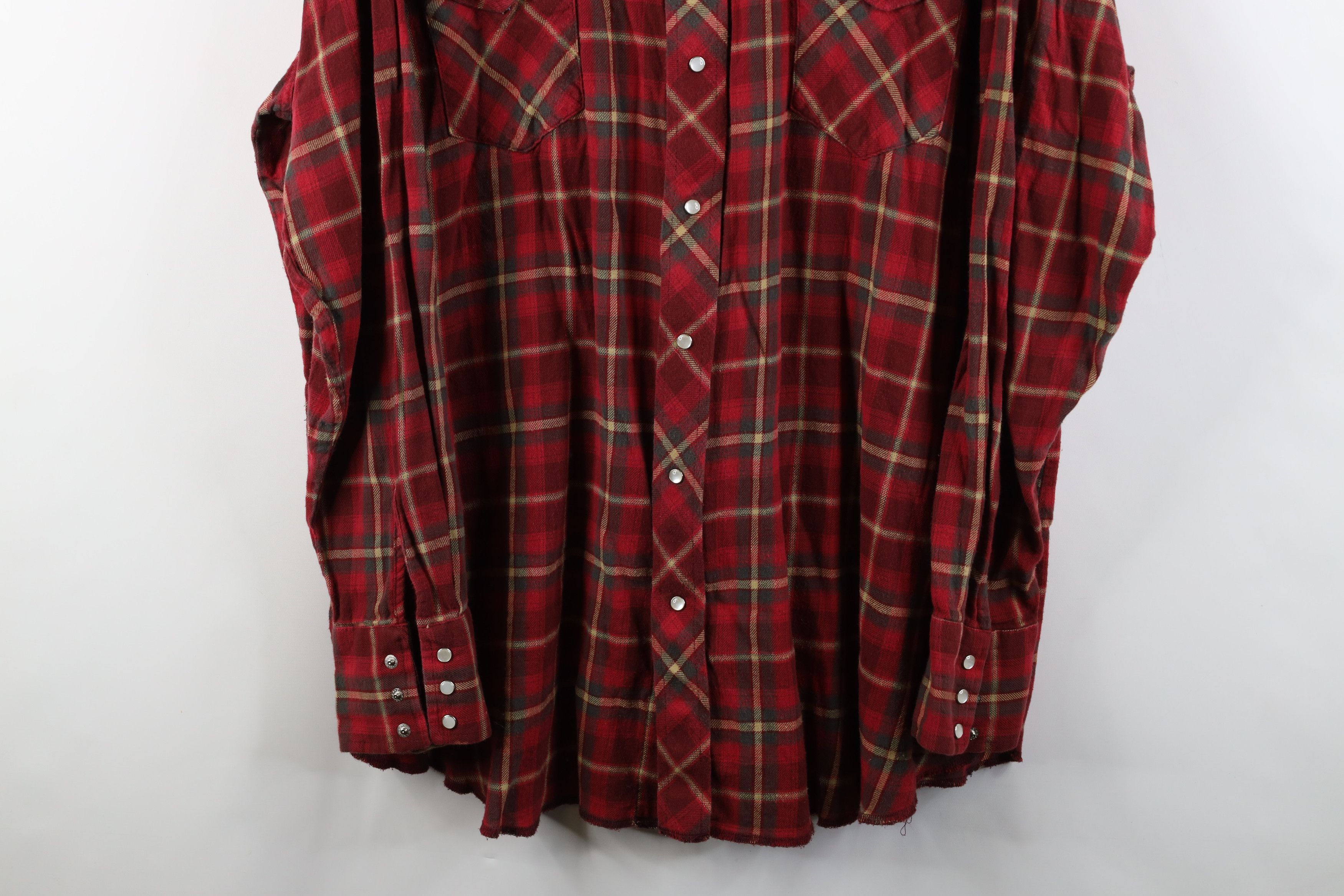 Vintage × Wrangler Vintage 90s Wrangler Western Rodeo Snap Button Shirt Plaid Size US XXL / EU 58 / 5 - 3 Thumbnail