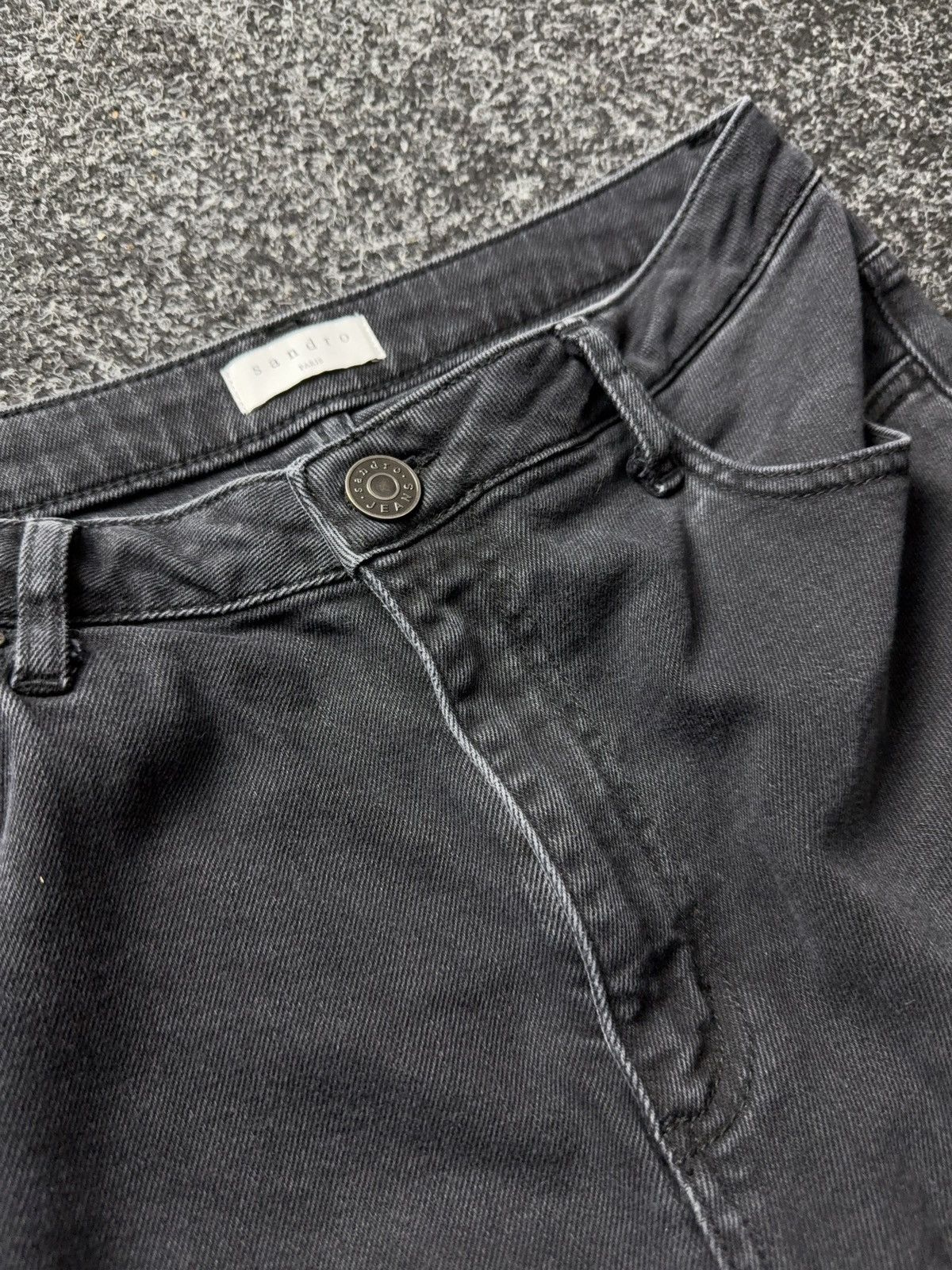 Sandro Sandro Paris Distressed Black Denim Jeans Straight Fit Size 30" / US 8 / IT 44 - 13 Thumbnail
