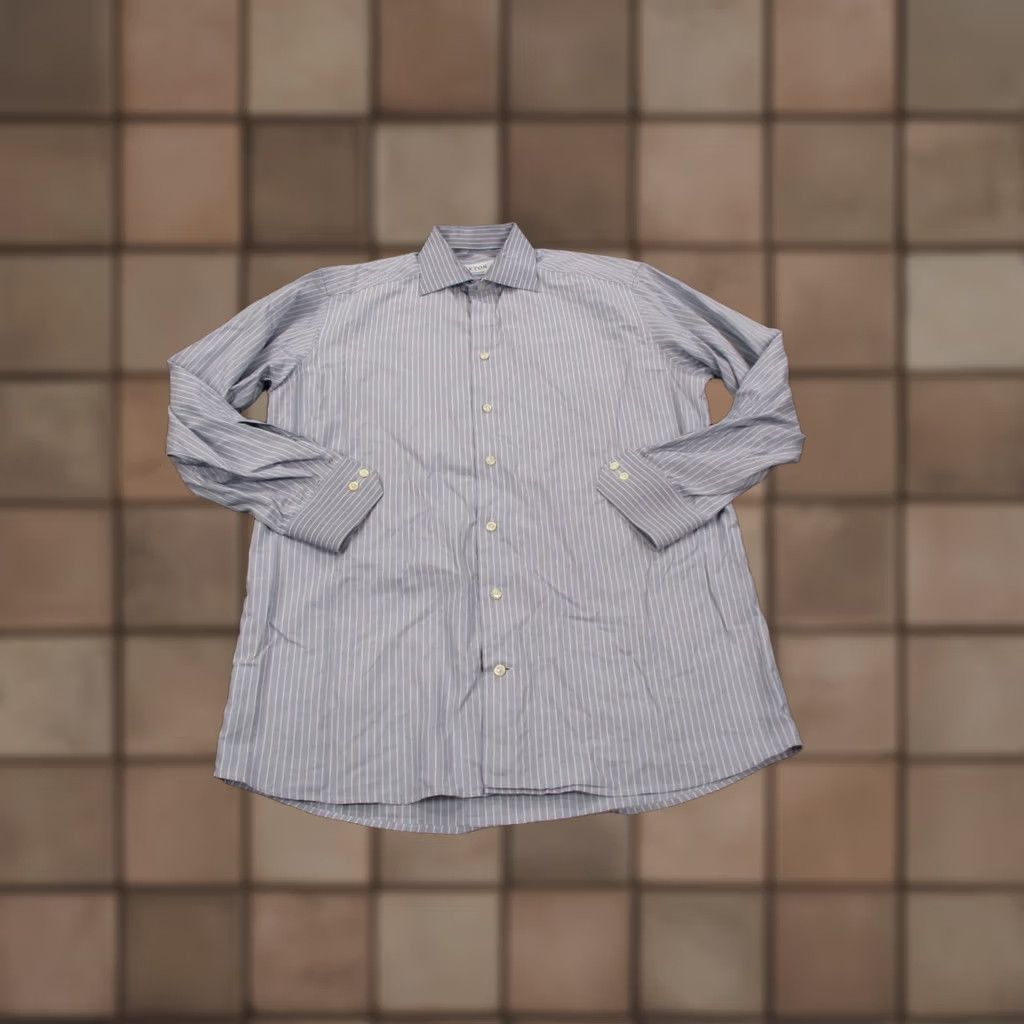 Eton VINTAGE Eton Shirt Mens L 16 41 Blue Striped Contemporary Dress Business Preppy Casual Size US L / EU 52-54 / 3 - 1 Thumbnail