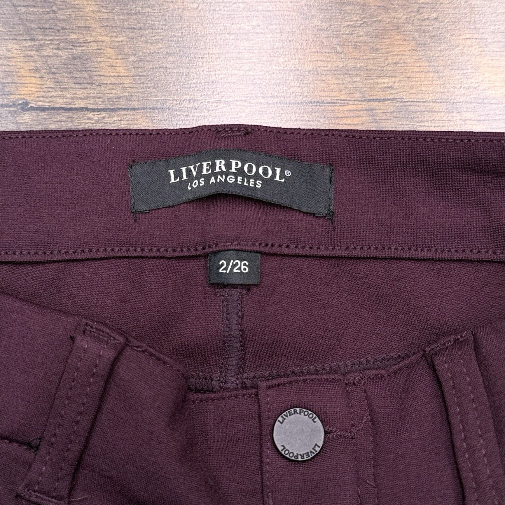 Vintage Liverpool Los Angeles Burgundy Midi Rise Stretch Legging Pants Womens 2 / 26 Skinny Jegging City Size 26" / US 2 / IT 38 - 4 Thumbnail