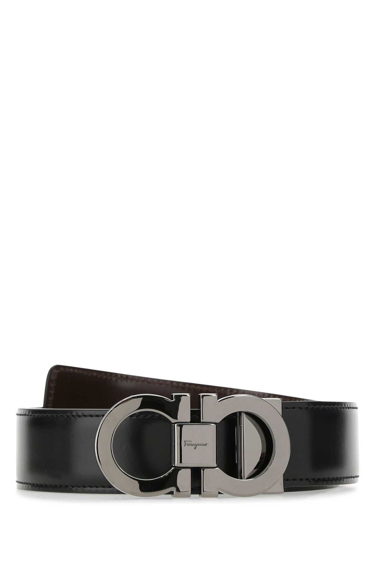 Salvatore Ferragamo Black Leather Reversibile Belt Size ONE SIZE - 1 Thumbnail