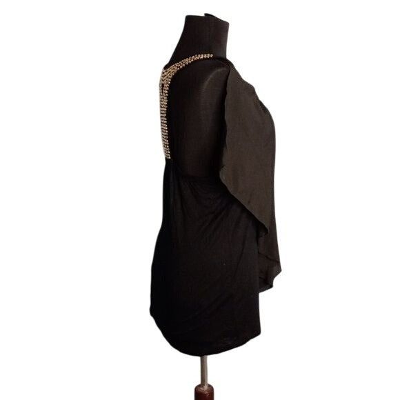 Venus Venus Size M Top Black Sleeveless Draped Top Beaded Back Det Size M / US 6-8 / IT 42-44 - 4 Thumbnail