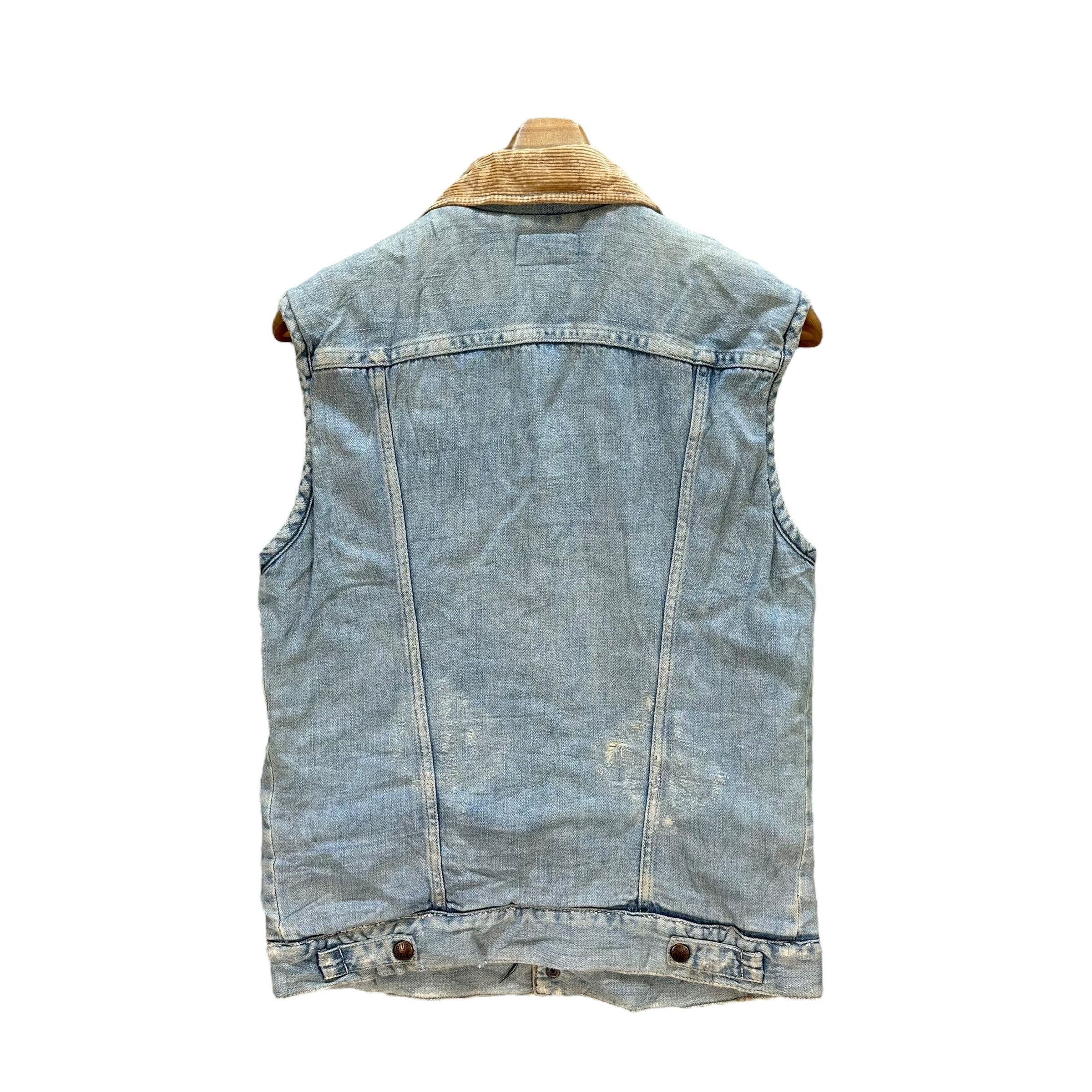 Blue Blue Japan 80's BLUE BLUE Trashed Work Western Denim Vest #A70-1708 Size US S / EU 44-46 / 1 - 12 Thumbnail