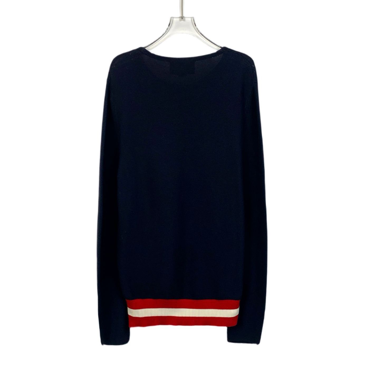 Gucci Gucci Mens Navy Wool & Cotton Sweater With Crest & Stripes M Size L / US 10 / IT 46 - 2 Thumbnail