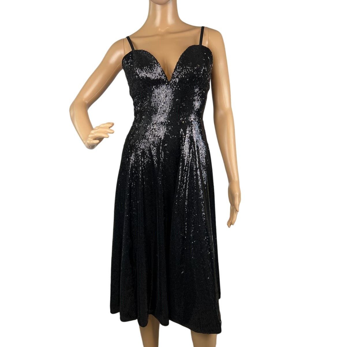 image of Dress The Population Mimi Black Sequined Cocktail Dress, Women's (Size Small)