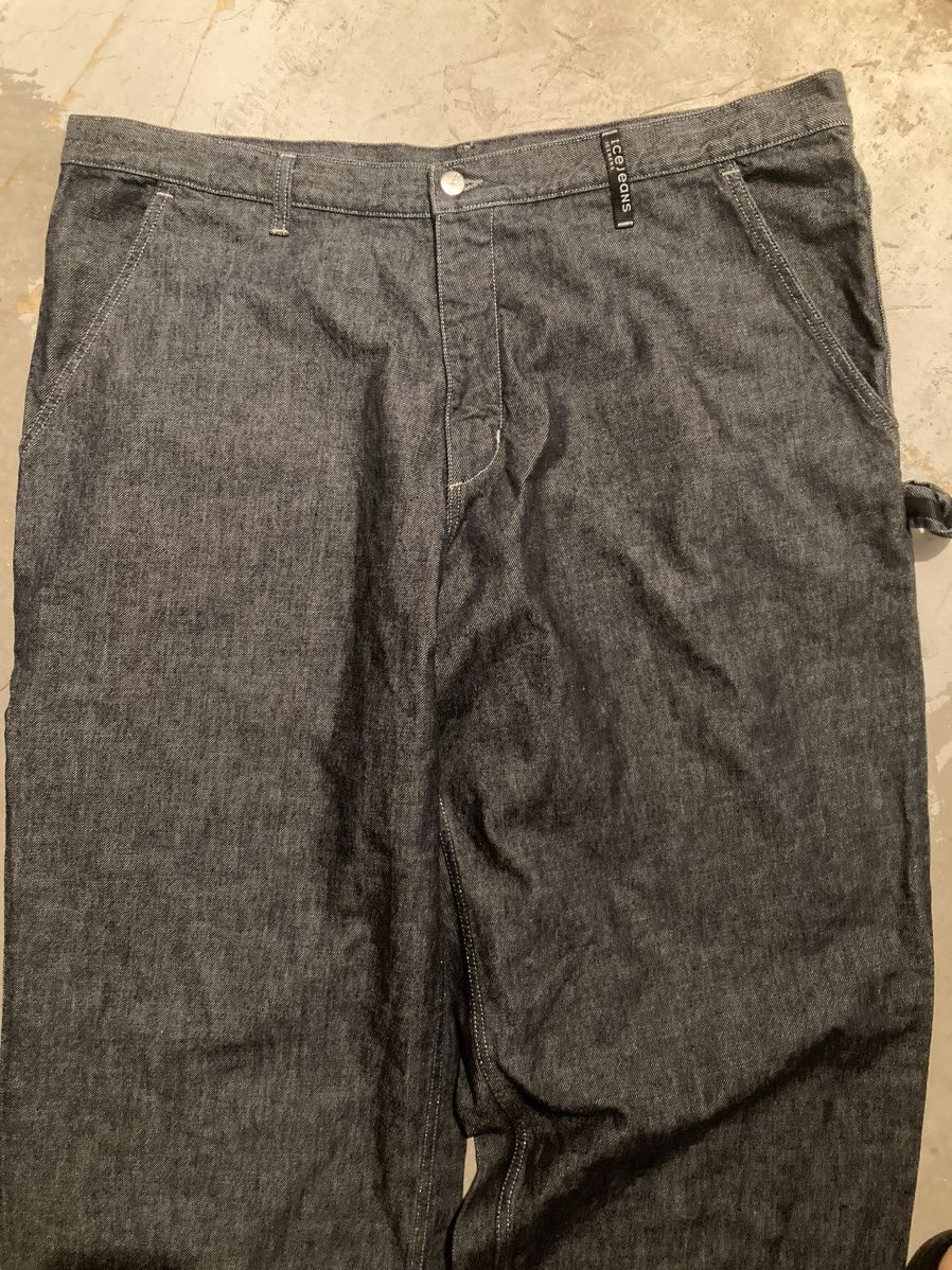 Iceberg × Vintage VTG Iceberg History baggy Black denim silver stitching Size US 42 / EU 58 - 3 Thumbnail