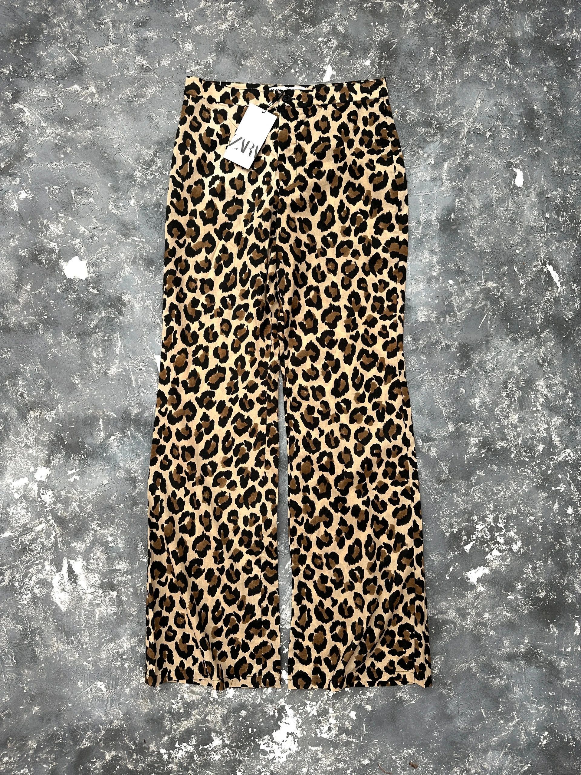 Zara zara leopard animal print flared low rise pants Size 28" / US 6 / IT 42 - 1 Thumbnail