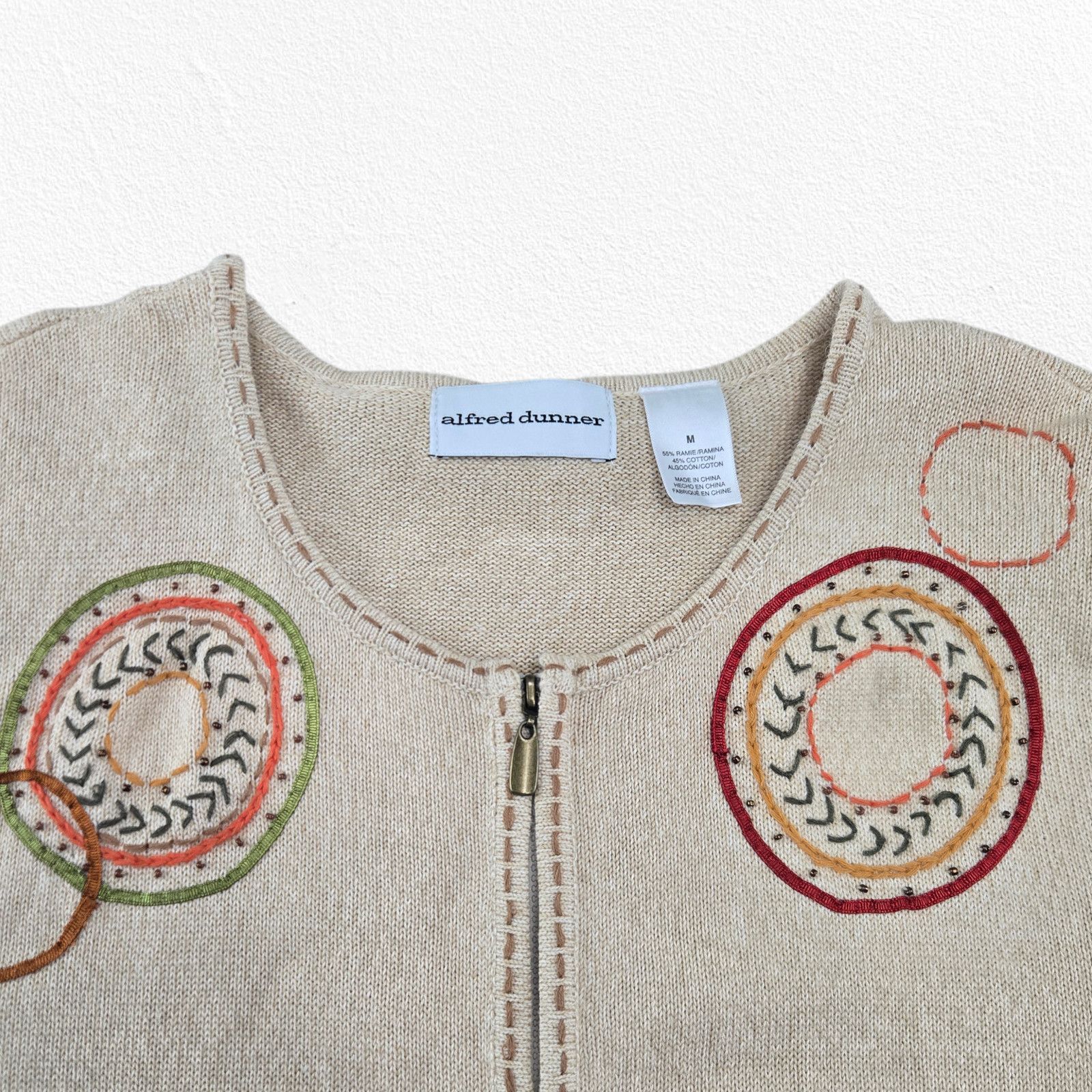 Vintage Y2K Embroidered Zip Cardigan Knit Sweater Size Medium Size M / US 6-8 / IT 42-44 - 3 Thumbnail