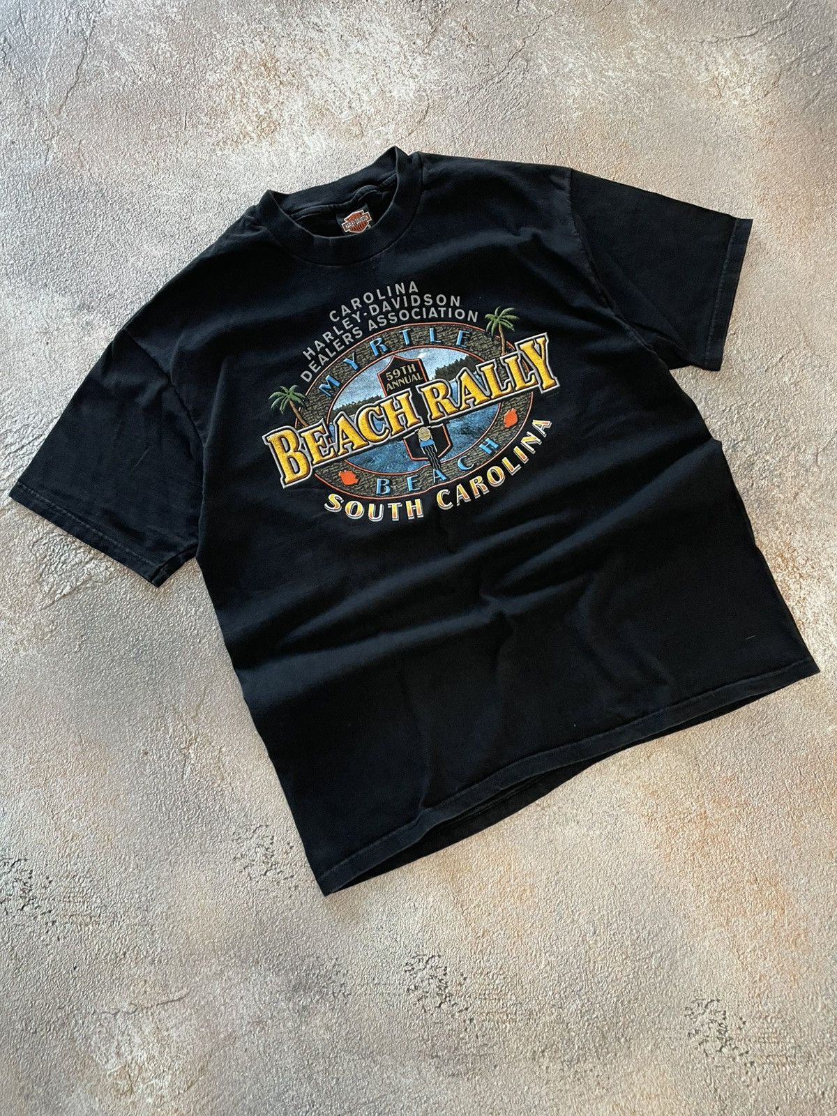 Harley Davidson Vintage 90s Harley Davidson Beach Rally T-Shirt Size US XL / EU 56 / 4 - 1 Thumbnail