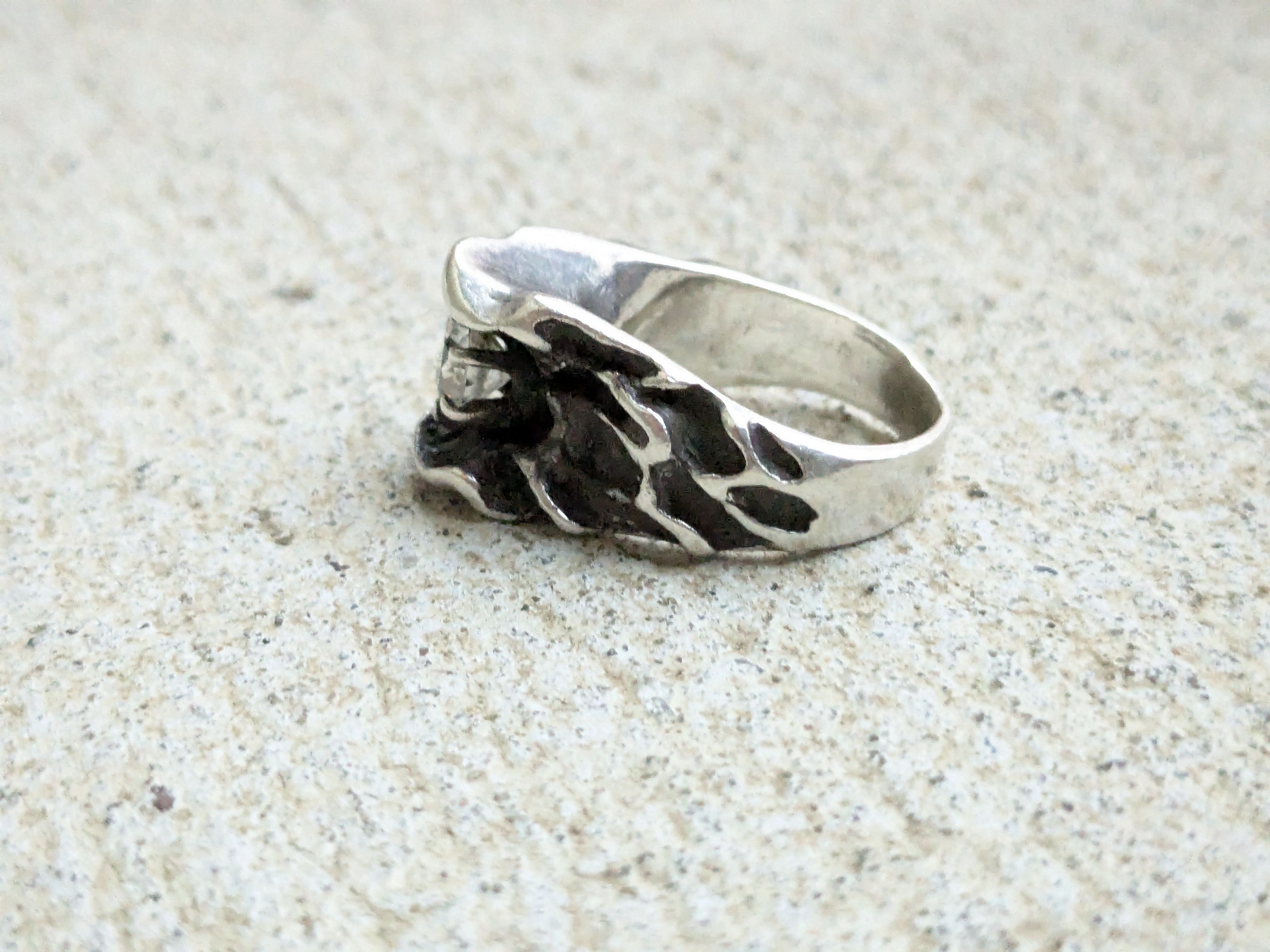 Vintage Vintage Sterling Silver Ring CZ 5 Brutalist Modern Size ONE SIZE - 6 Thumbnail