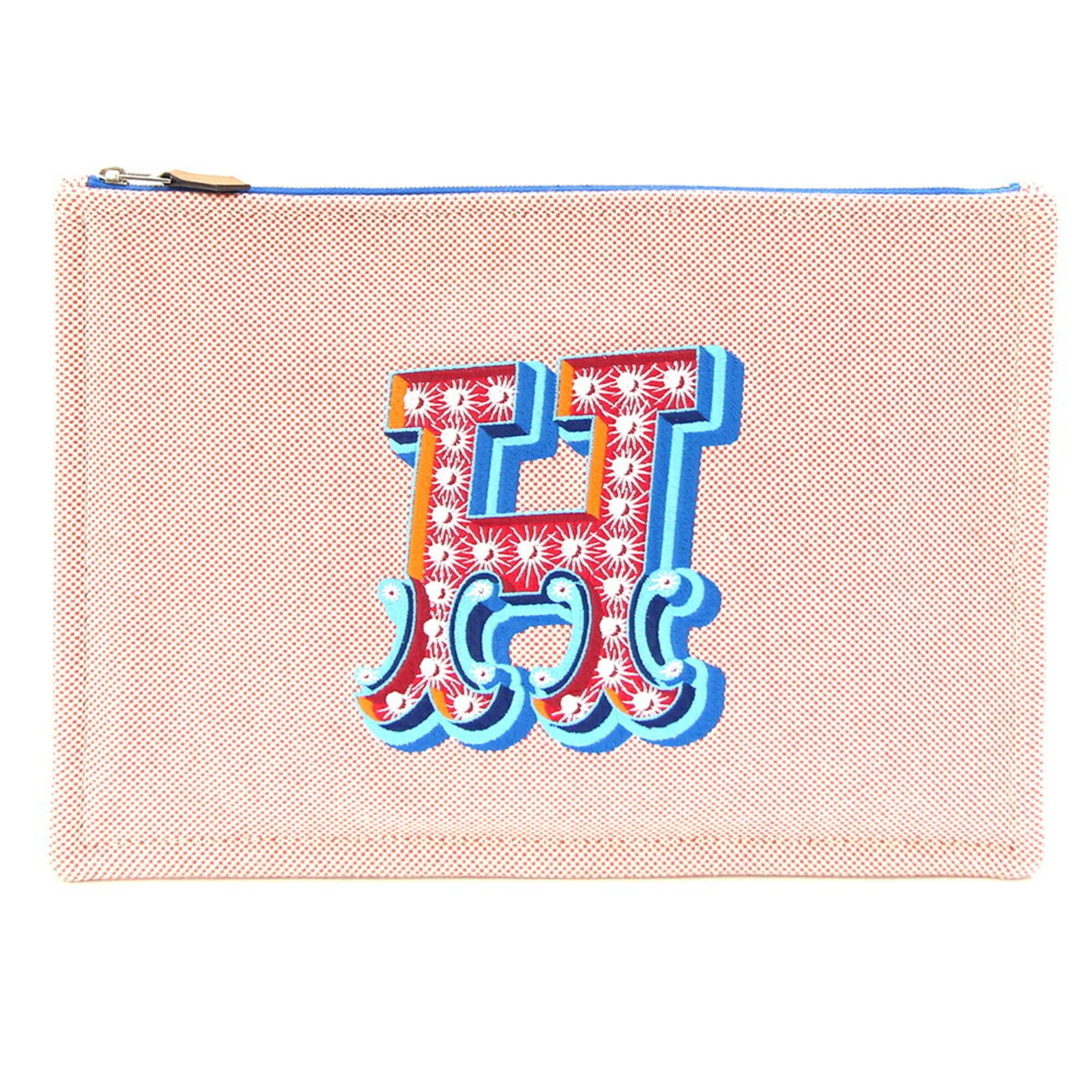 Hermes Hermès Yachting GM Pouch, Orange and Multicolor, 100% Cotton, Flat Clutch Bag, Travel Women's, HERMES Size ONE SIZE - 1 Thumbnail