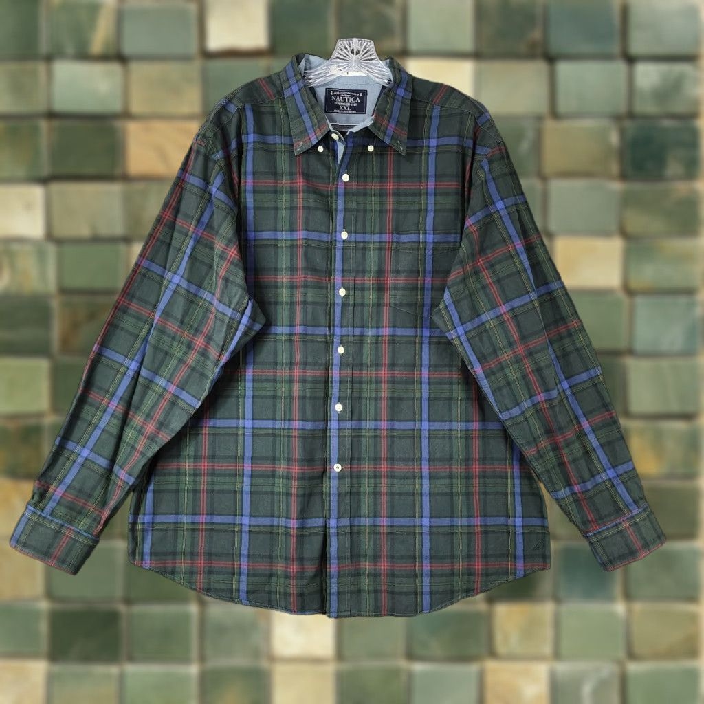 Nautica Nautica Voyage Green Plaid Long Sleeve Button-Up 2XL Mens Button-Down Collar Shirt Size US XXL / EU 58 / 5 - 1 Thumbnail