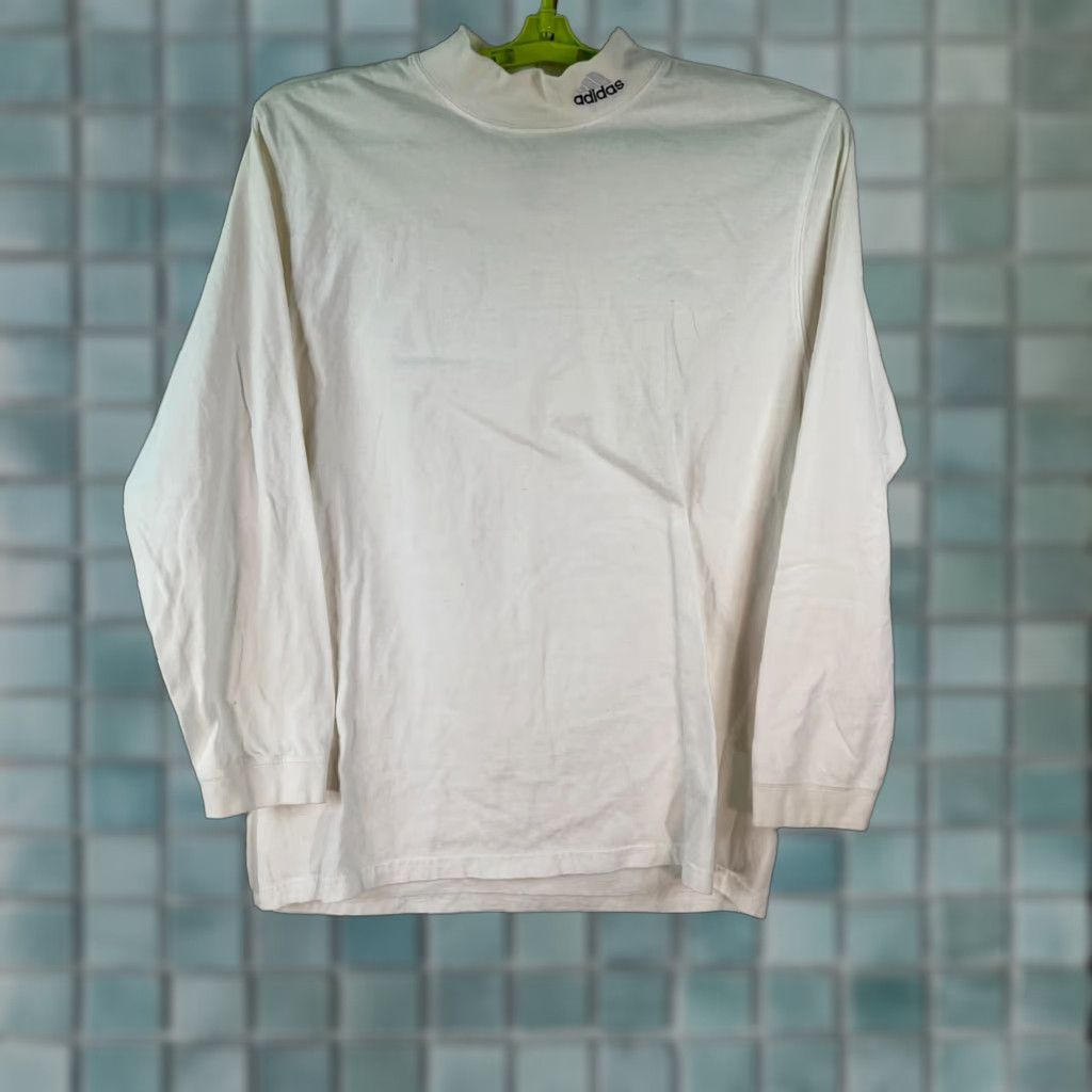 Adidas VINTAGE Adidas Long Sleeve Shirt Adult XL White Solid Embroidered Mens Size US L / EU 52-54 / 3 - 1 Thumbnail
