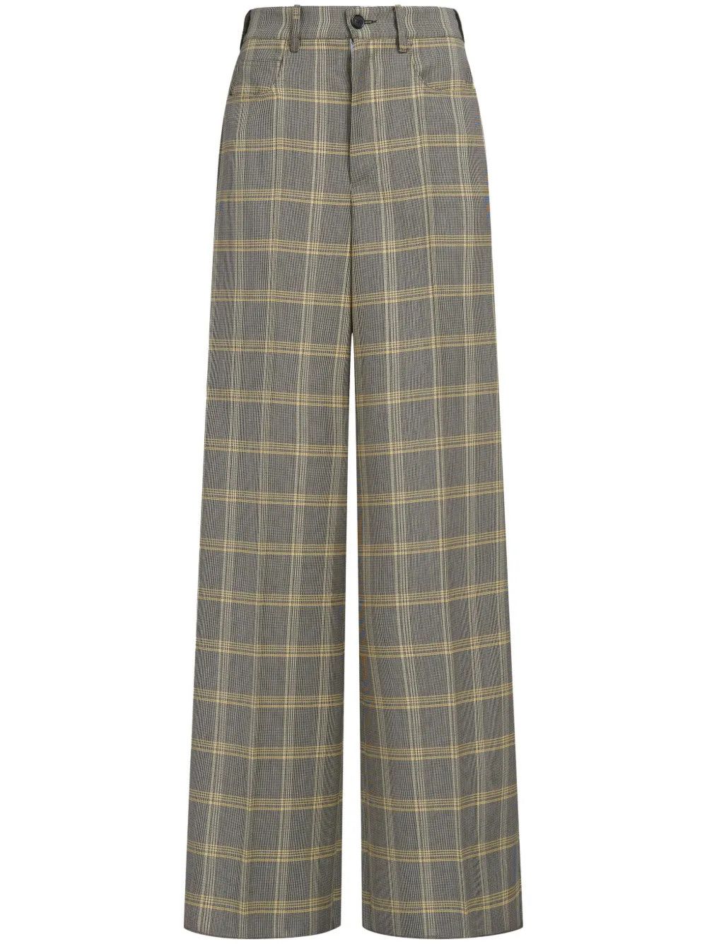 Marni o1w1db10125 Check Pattern Palazzo Pants in Black/Yellow Size 26" / US 2 / IT 38 - 1 Thumbnail
