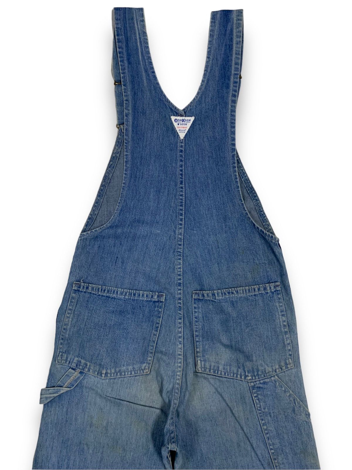 Oshkosh Vintage 90s Oshkosh BGosh Faded Denim Carpenter Overalls Size US 29 - 16 Thumbnail