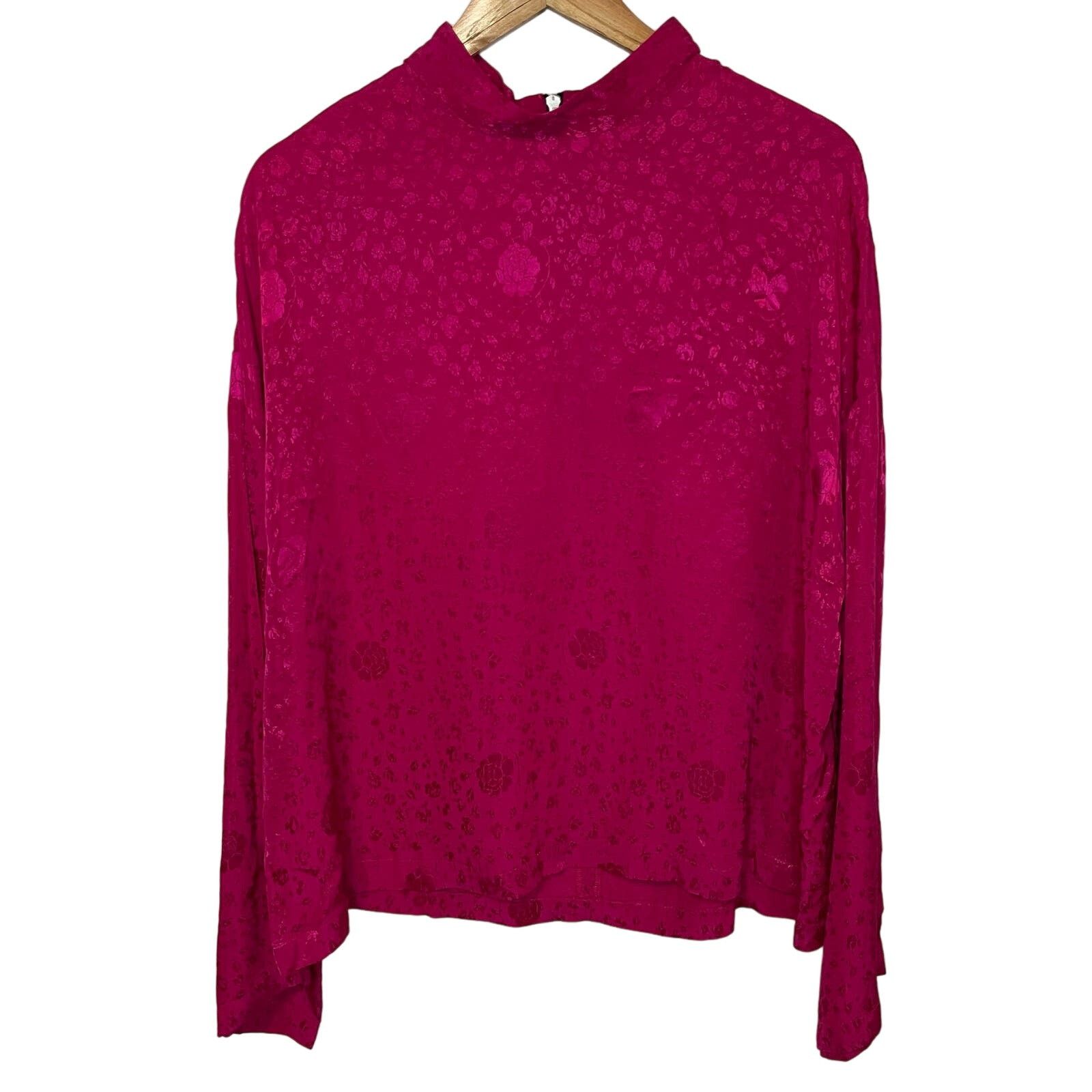 Topshop TopShop Pink Kimono Top 12 Womens Zipper Wide Sleeve Floral Size XL / US 12-14 / IT 48-50 - 1 Thumbnail