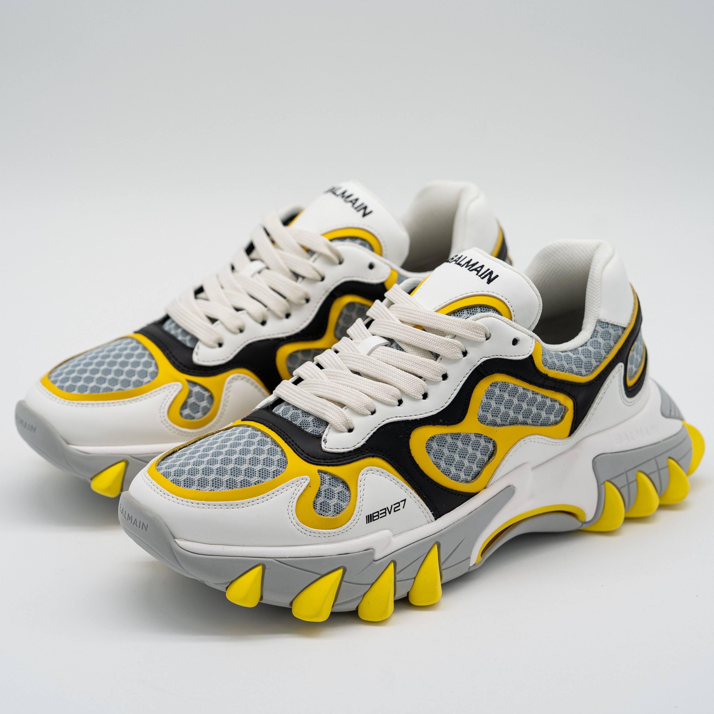 Balmain 44 11 US Balmain B-East White Black Yellow Sneakers Leather Size US 11 / EU 44 - 1 Thumbnail