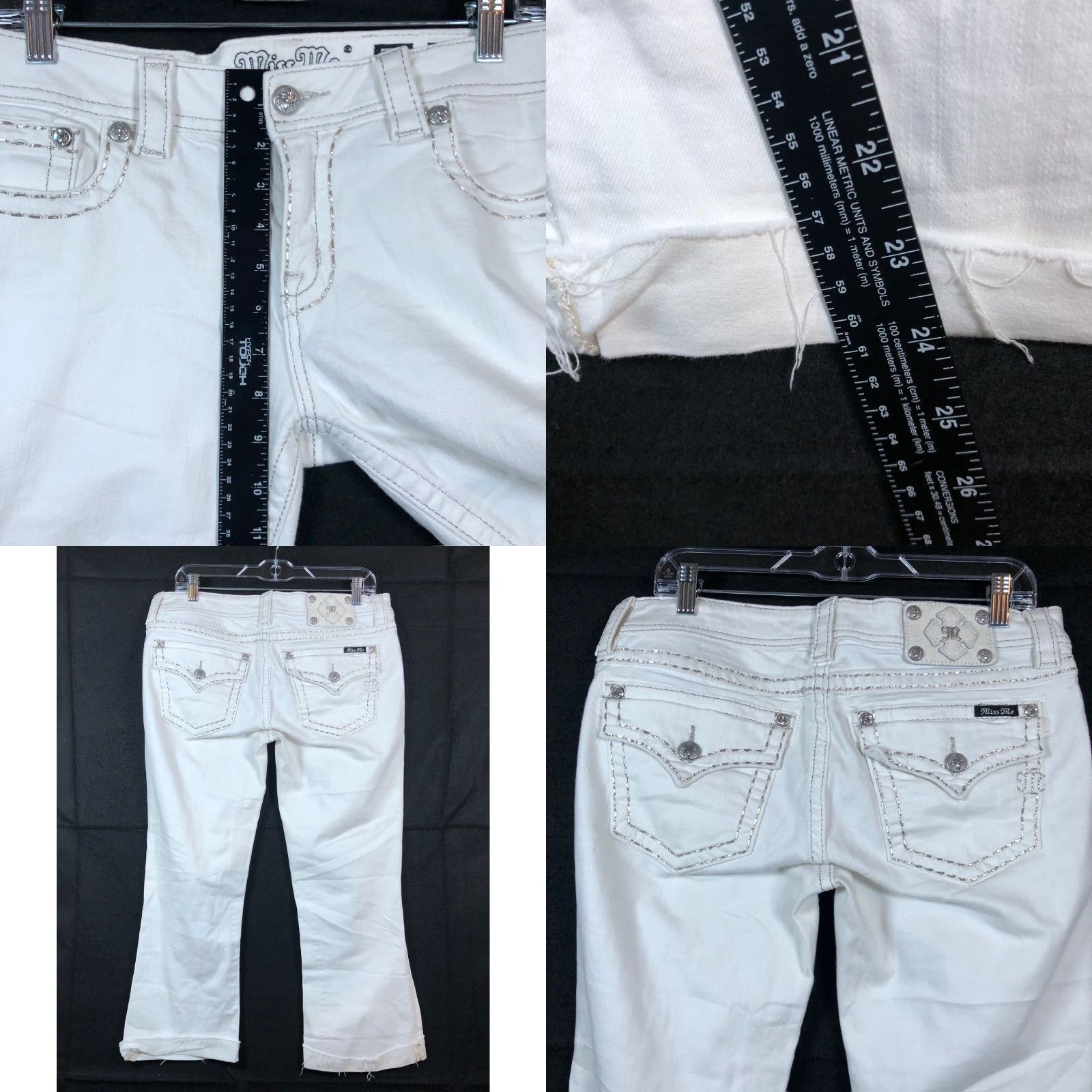 Miss Me Miss Me Jeans White Denim Mid Rise Signature Boot Capri 31 Plus Tall Regular Stretch 5-Pocket Denim Jeans Womens Size 24" / US 00 / IT 34 - 8 Thumbnail