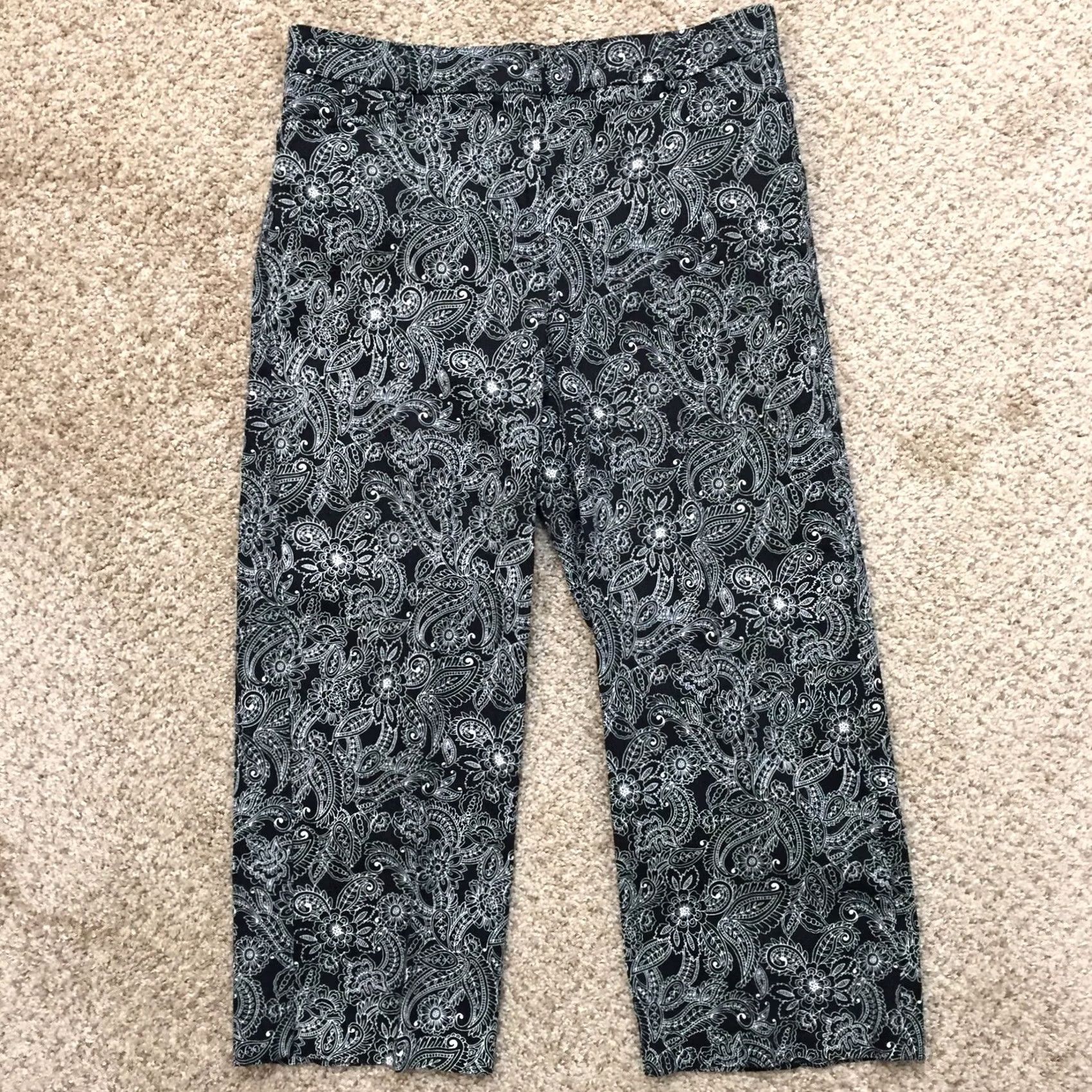 Vintage Briggs New York Pants Womens 8 Black Capri Size Paisley Size 30" / US 8 / IT 44 - 2 Thumbnail