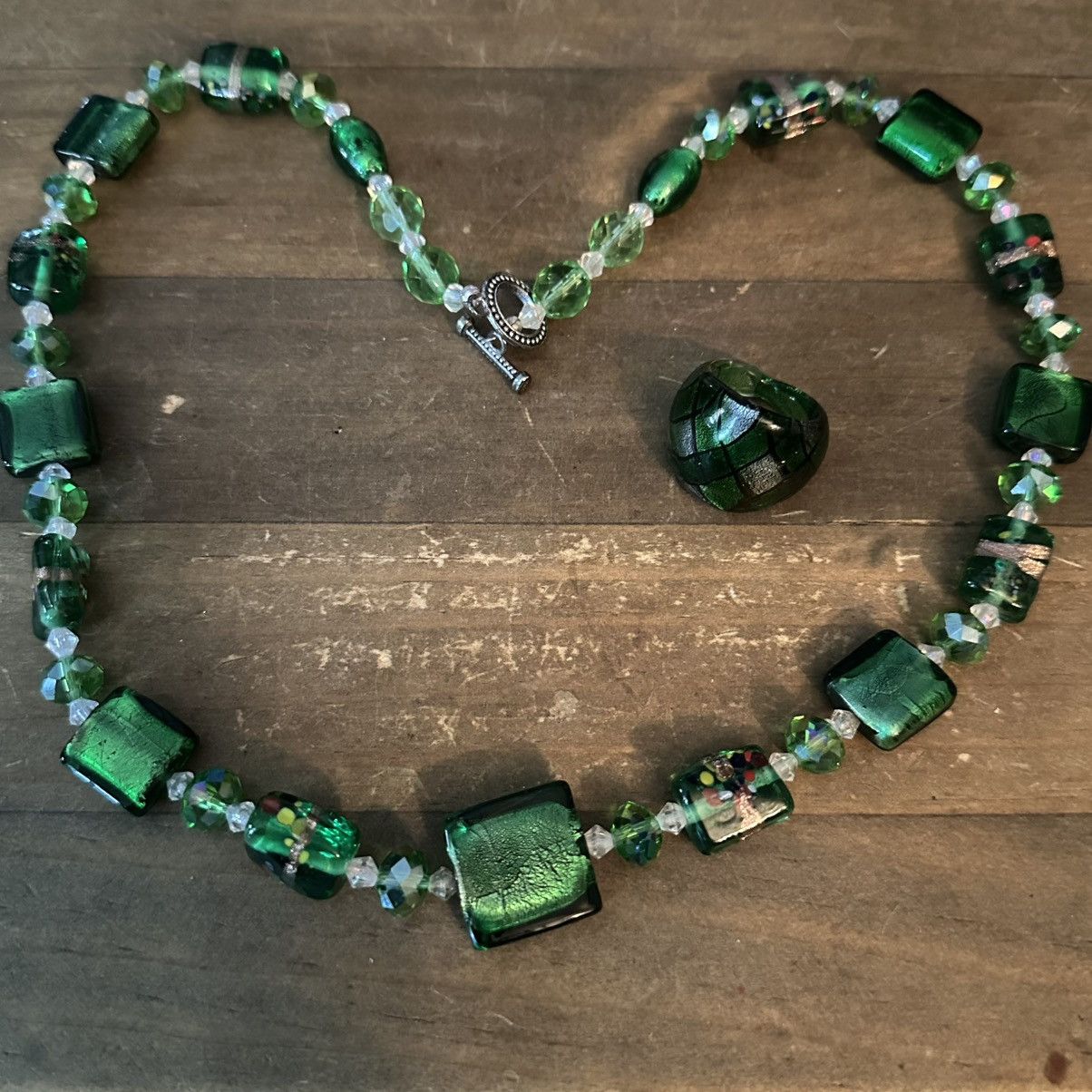 Other Green Murano glass bead necklace and ring set Size ONE SIZE - 5 Thumbnail