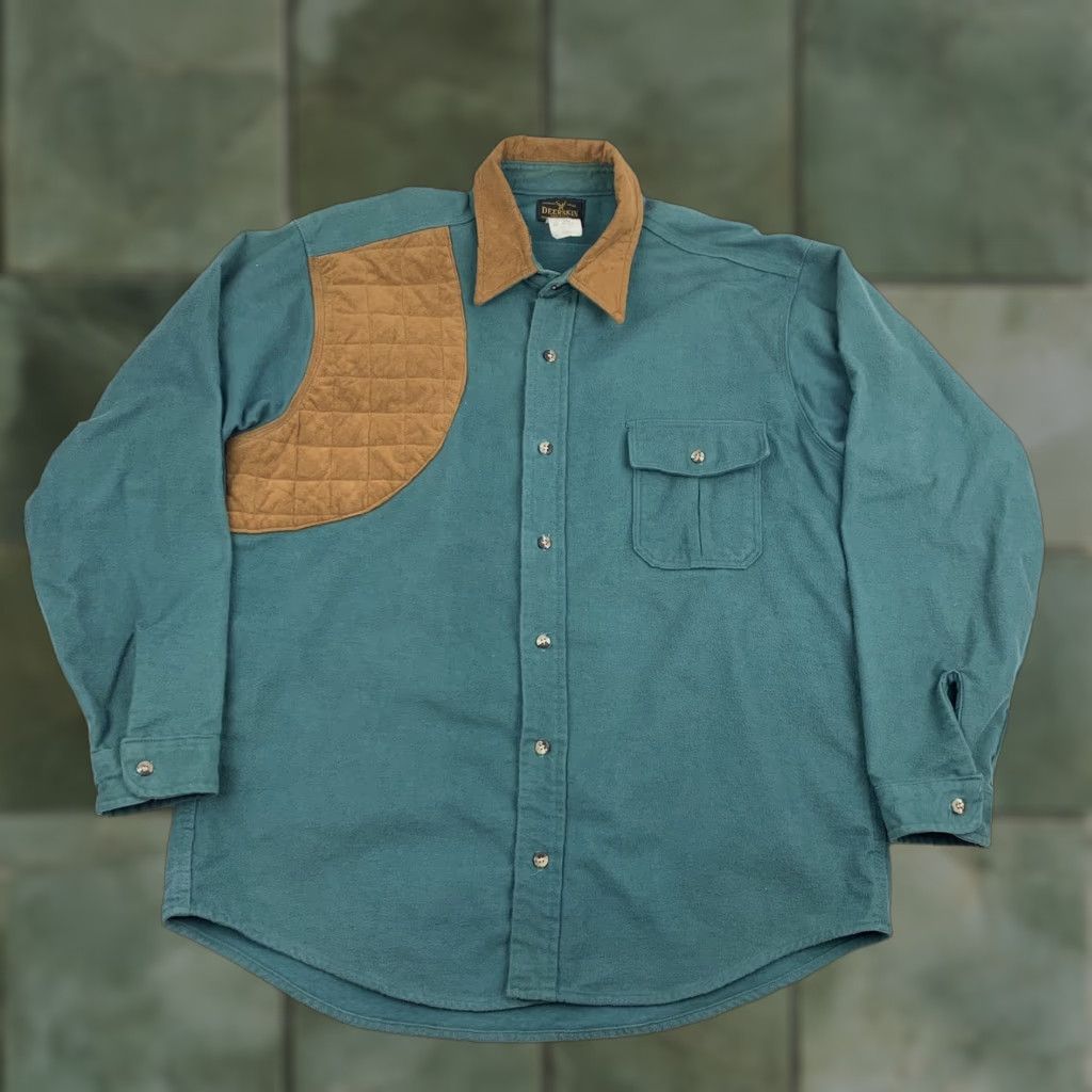 Vintage VINTAGE Deerskin Shirt XL Green Button-Up Flannel Outdoor Hunting 90s Mens Size US XL / EU 56 / 4 - 1 Thumbnail