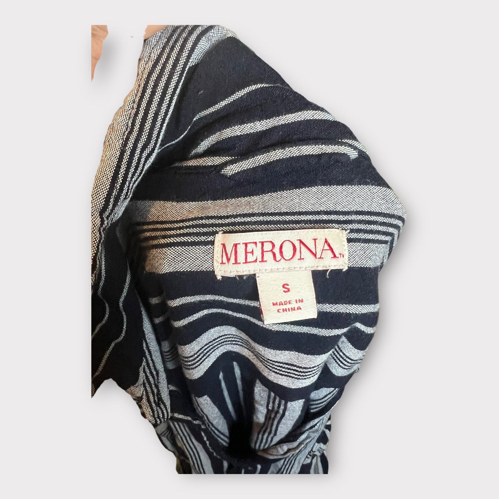 Merona Merona Striped Navy Gray Striped Long Sleeve Shirt Dress Size S / US 4 / IT 40 - 4 Thumbnail