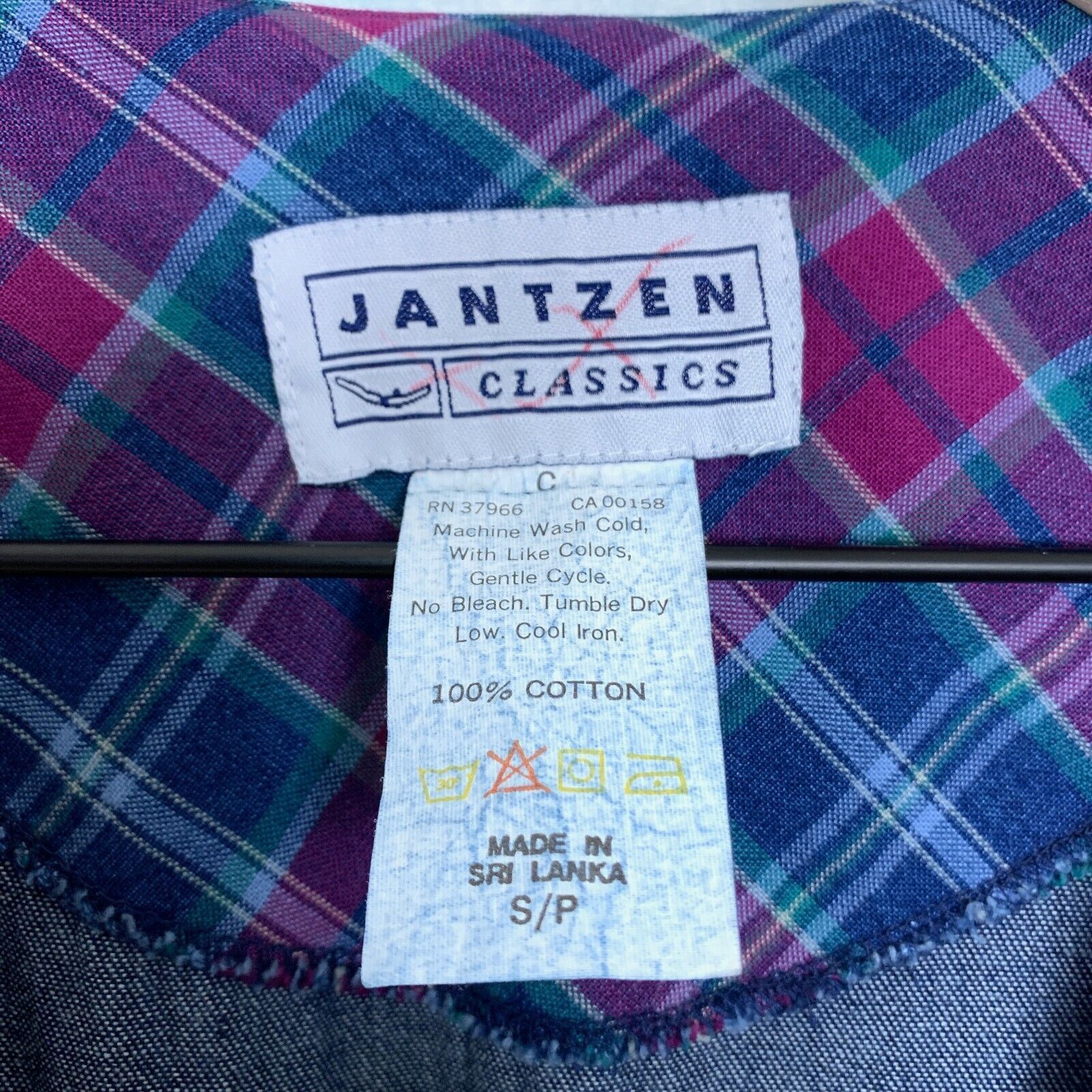 Jantzen Jantzen VTG 90s Denim Plaid Pinafore Smock Maxi Dress Blue S Size S / US 4 / IT 40 - 6 Thumbnail