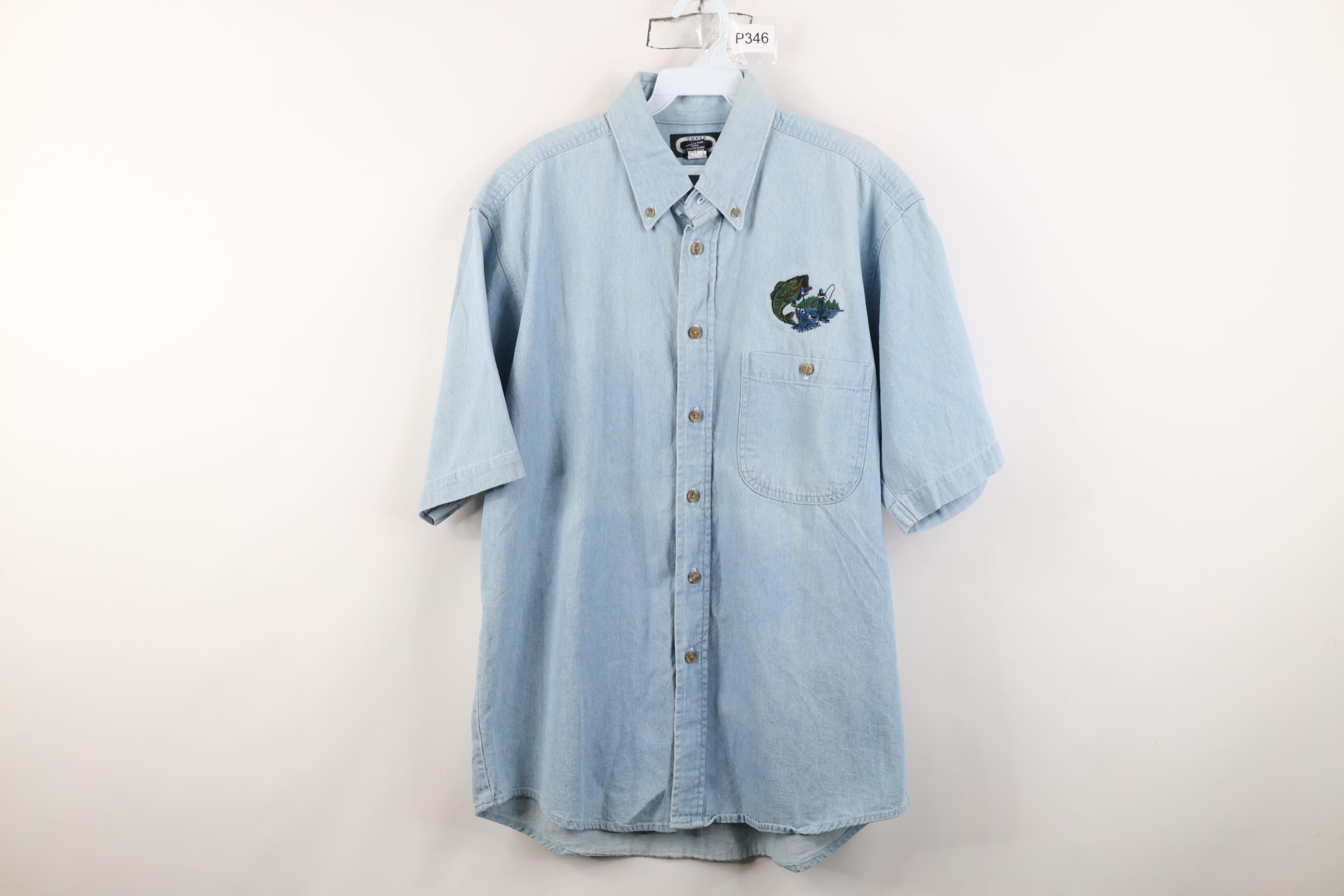 Vintage Vintage 90s Streetwear Short Sleeve Denim Button Down Shirt Size US M / EU 48-50 / 2 - 1 Thumbnail