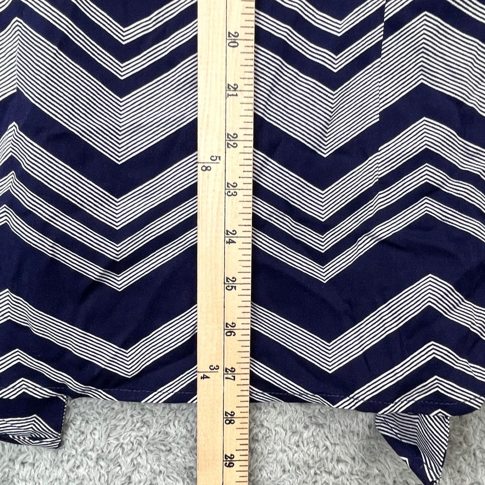 Asos ASOS Mens Medium Blue Zig Zag Chevron Print Stretch Button Up Shirt Size US M / EU 48-50 / 2 - 6 Thumbnail
