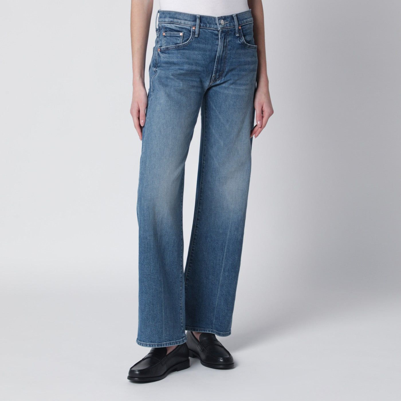 MOTHER Mother The Mid Rise Lasso Sneak Jeans In Mid-Blue Wash Size 28" / US 6 / IT 42 - 1 Thumbnail