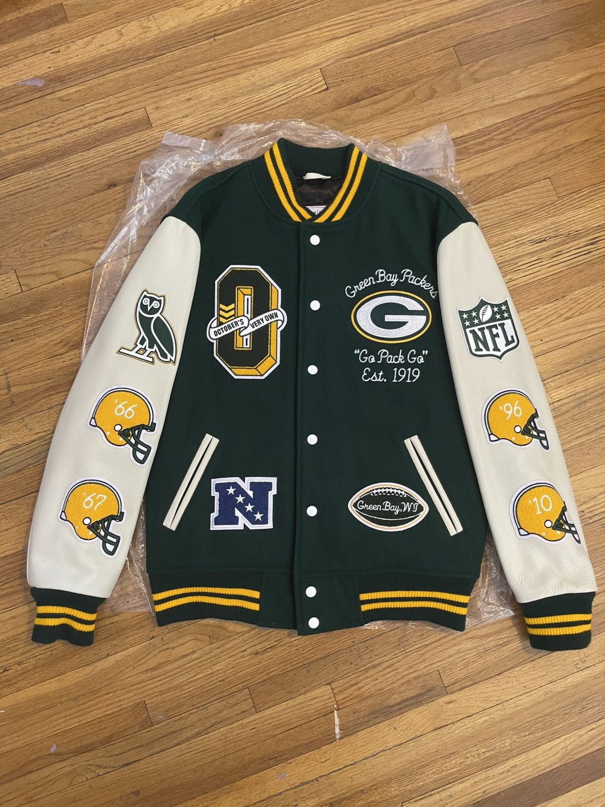 NFL × October's Very Own OVO x NFL Green Bay Packers Varsity Jacket Size US L / EU 52-54 / 3 - 1 Thumbnail