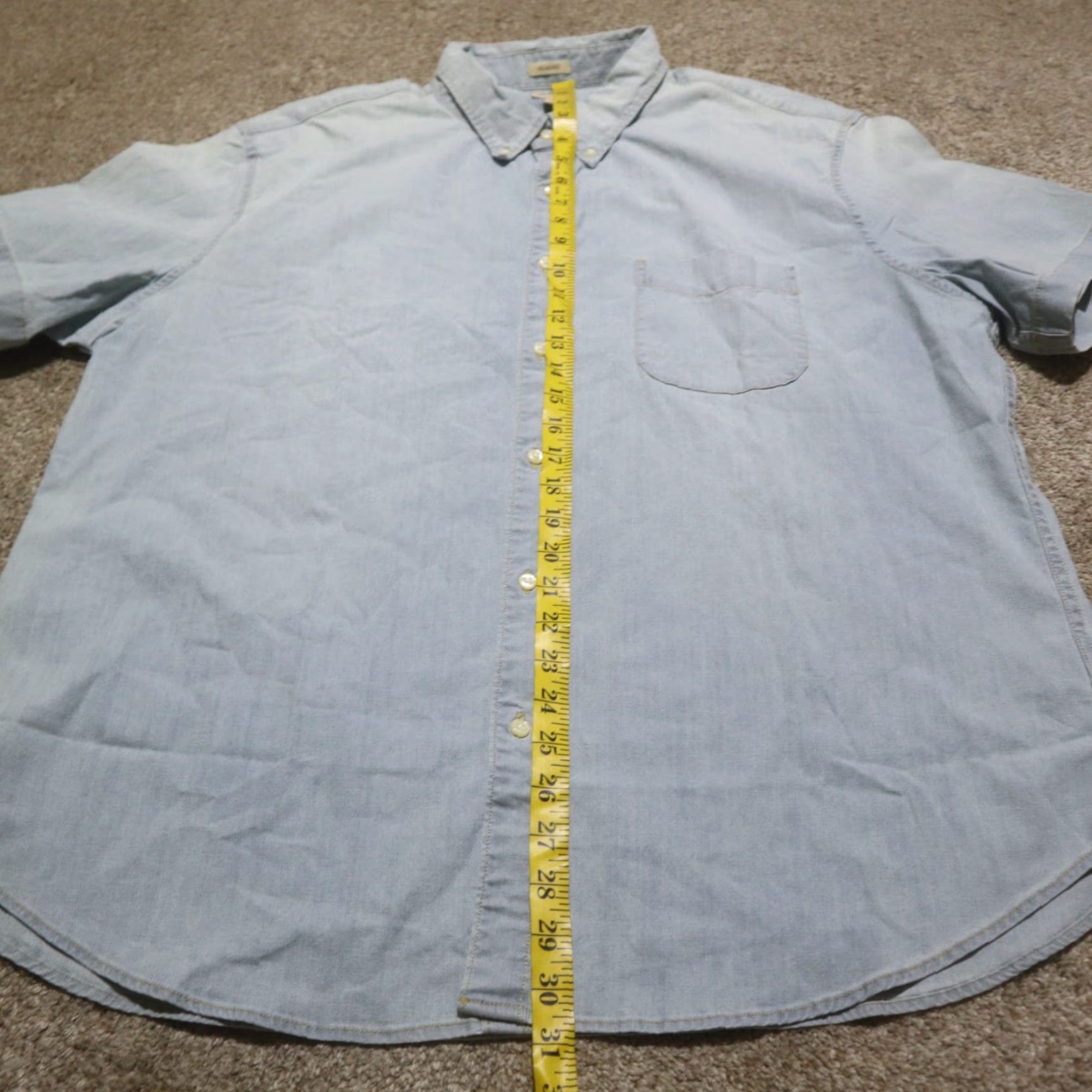 J.Crew J.CREW Denim Blue Short Sleeve Button-Down Classic Stretch Shirt 2XL Men’s Slim Regular Cotton Denim Blue Shirt Size US XXL / EU 58 / 5 - 6 Thumbnail