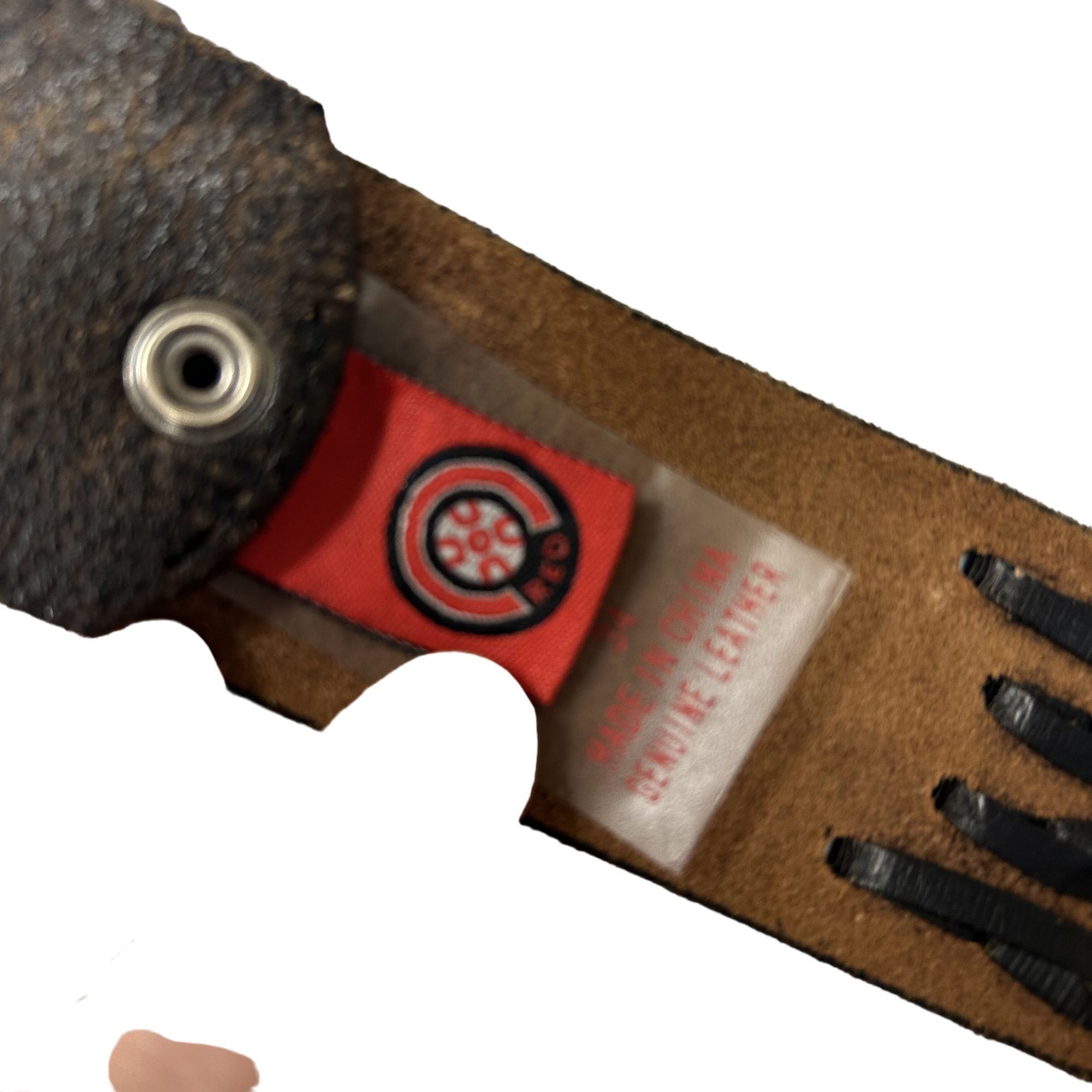 Other C-Red Black DISTRESSED Leather Wide LACED Motorcycle Belt Size 34 - 3 Thumbnail