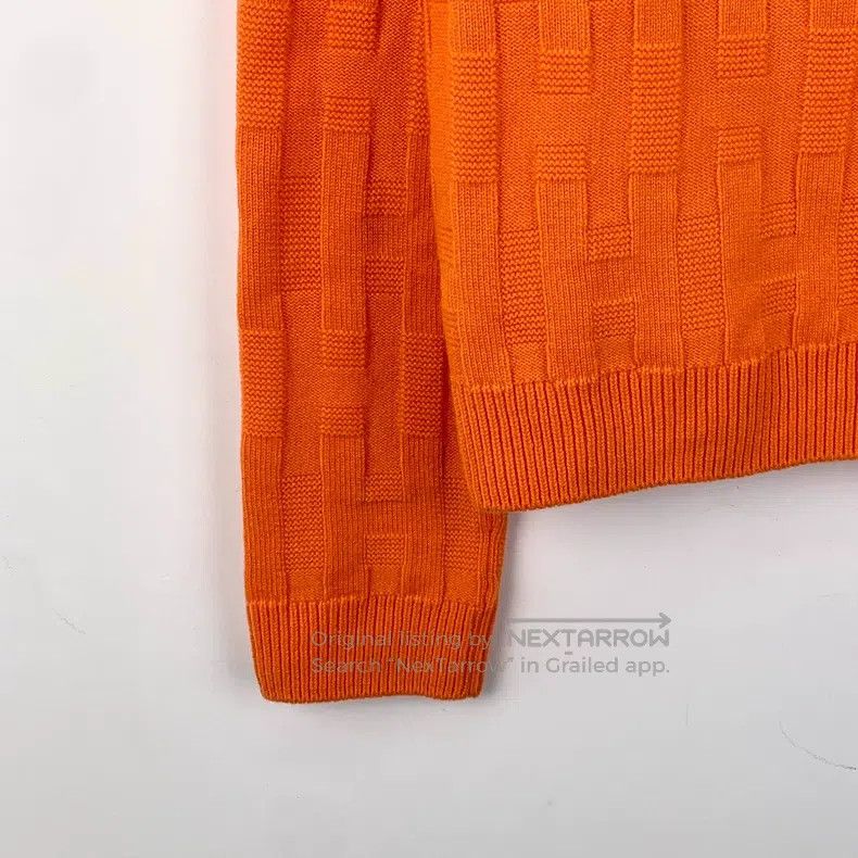 Hermes Hermes Orange ribbed wool round-neck long-sleeve knit swea Size XS / US 0-2 / IT 36-38 - 4 Thumbnail