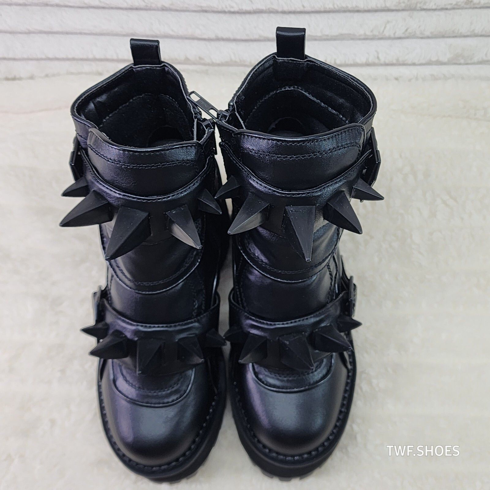 Demonia Cult Demonia Assault Black Matte Claw Spiked Platform Ankle Boots Size US 6 / IT 36 - 2 Thumbnail
