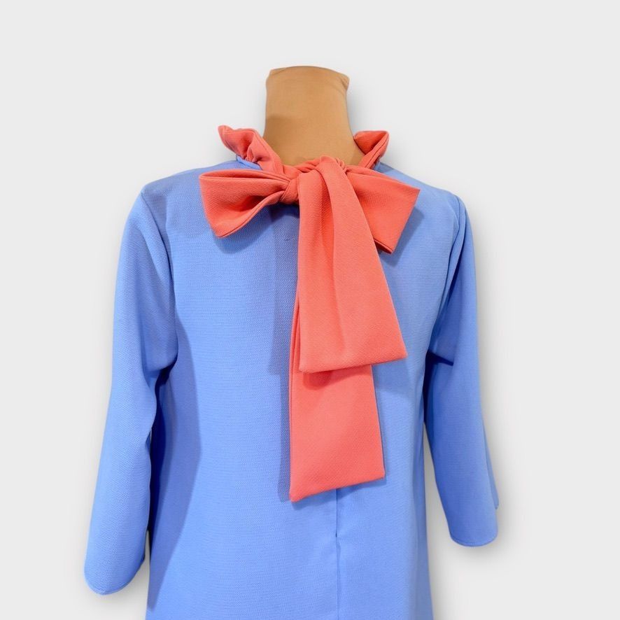 Other Tuckernuck Dress M Blue Pink Ruffle Collar Swing Bow Size M / US 6-8 / IT 42-44 - 5 Thumbnail