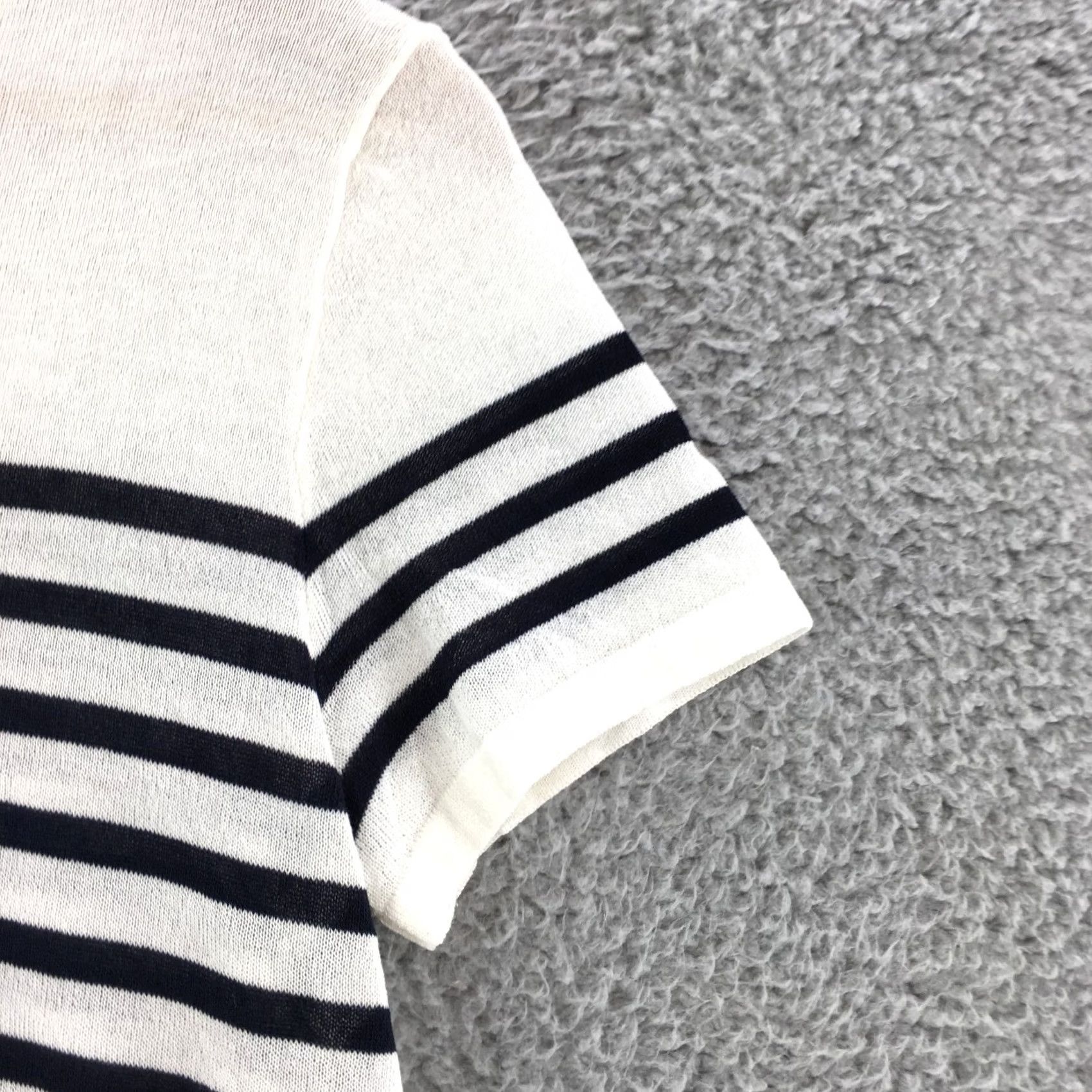 Vintage Thread And Supply Basic Blouse Tee Womens Small Black & White Round Neck Striped Shirt Short Sleeve Womens Small Black White Round Neck Striped Size S / US 4 / IT 40 - 3 Thumbnail
