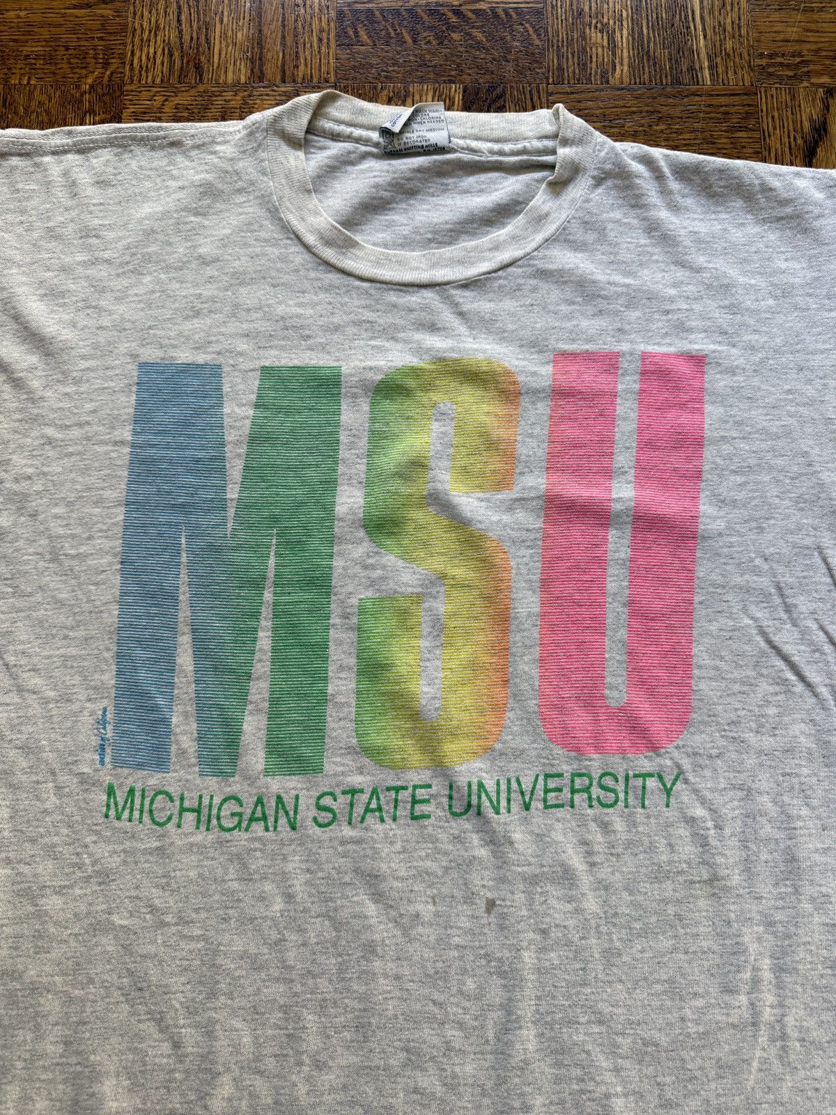 Vintage Vintage 80s Michigan State University Gradient Graphic Tee Size US M / EU 48-50 / 2 - 2 Thumbnail