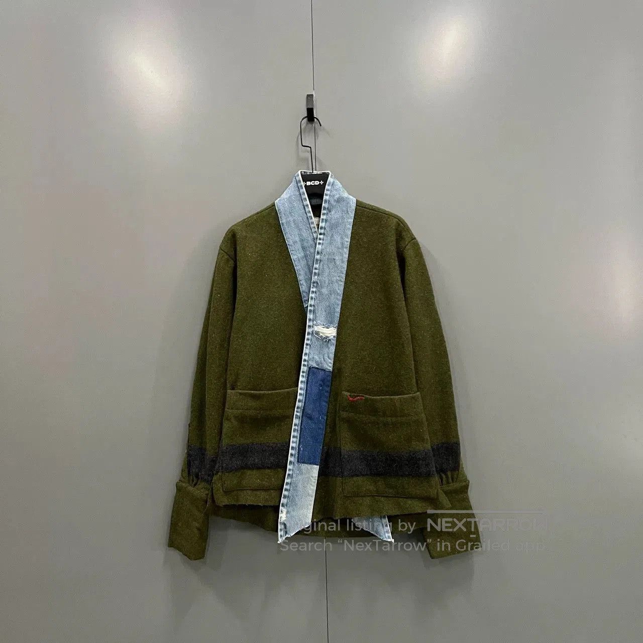 greg lauren green patchwork denim jacket.