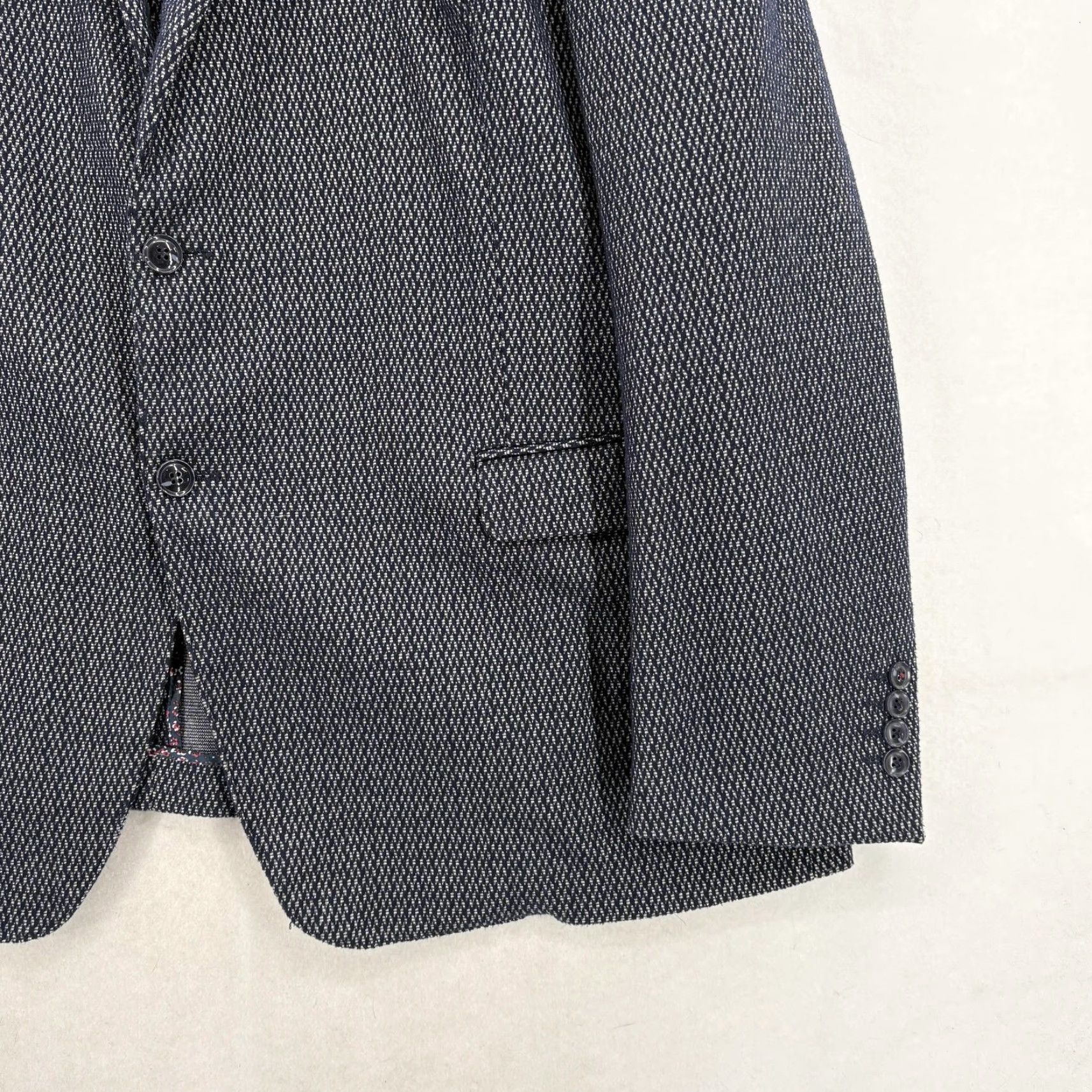 Vintage Linea Uomo Sport Coat Blazer Mens 54 Blue Geometric Tweed Stretch Notch Single-Breasted 2-Piece Coat Jacket за Size 54R - 3 Thumbnail