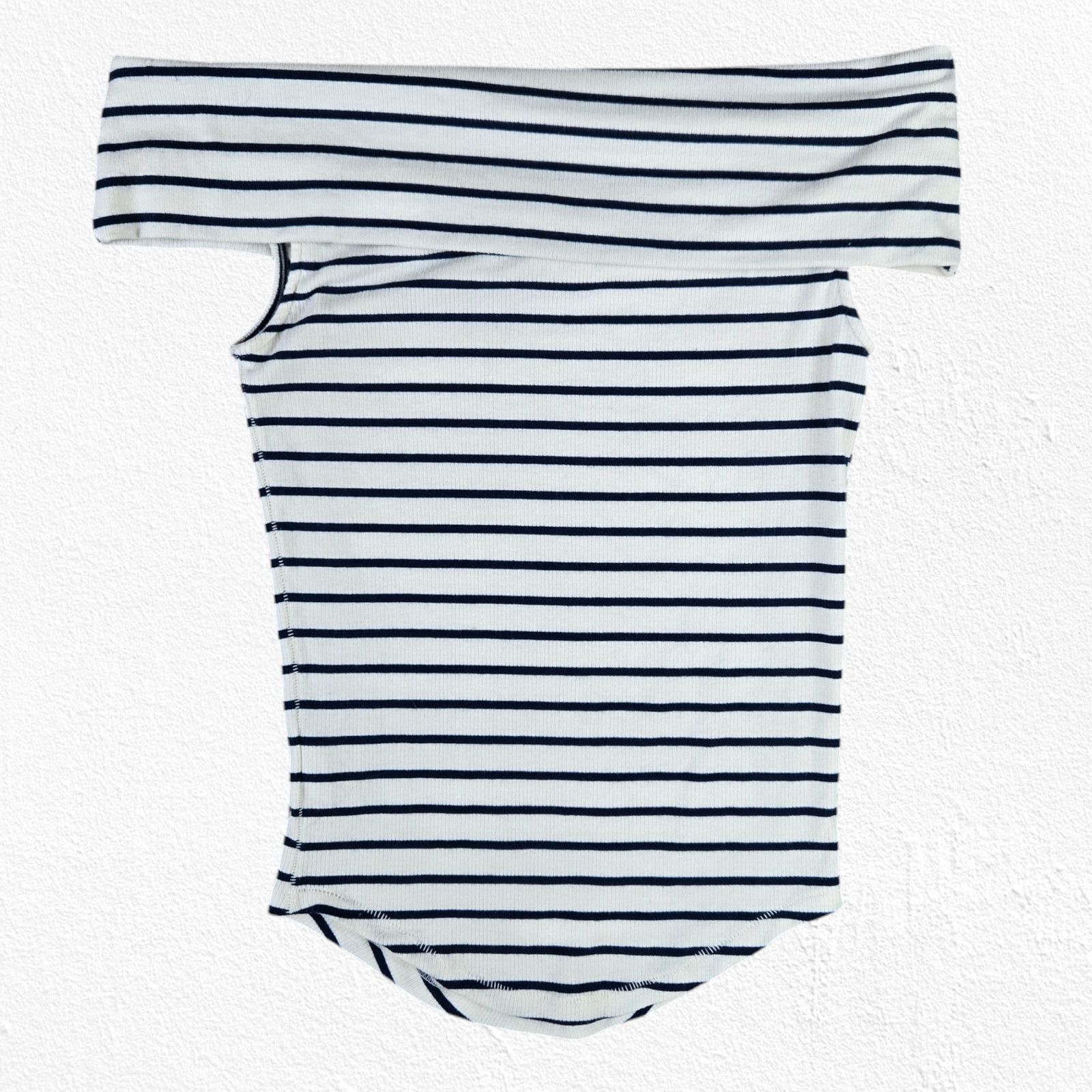 Free People White Blue Off the Shoulder Striped Top Size Medium Size M / US 6-8 / IT 42-44 - 9 Thumbnail
