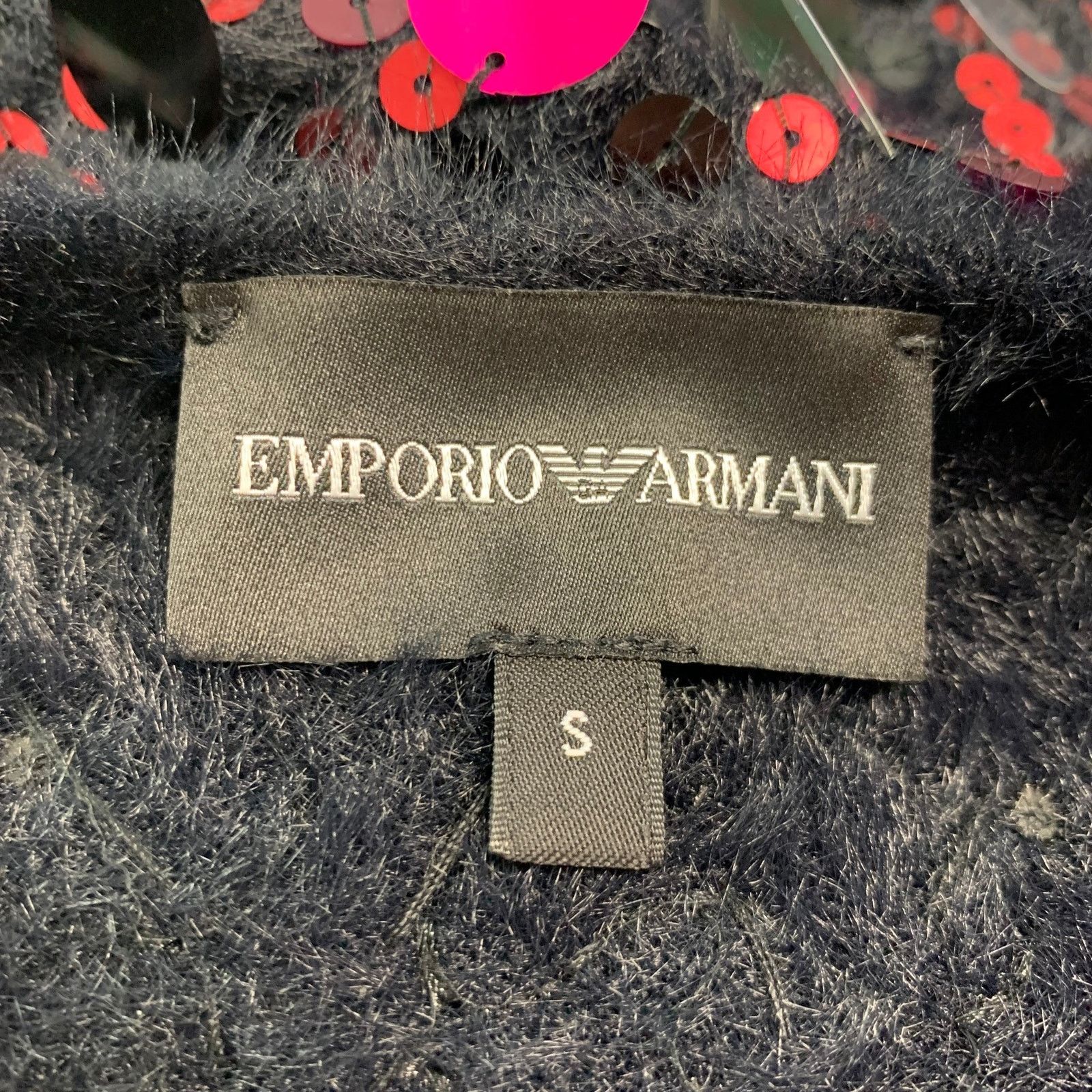 Emporio Armani EMPORIO ARMANI Black Pink Knit Payettes Crew Neck Pullover Size S / US 4 / IT 40 - 5 Thumbnail