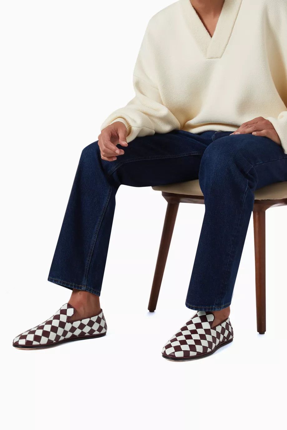 Bottega Veneta o1y0526 Leather Loafers in Burgundy/White Size US 8 / EU 41 - 3 Thumbnail