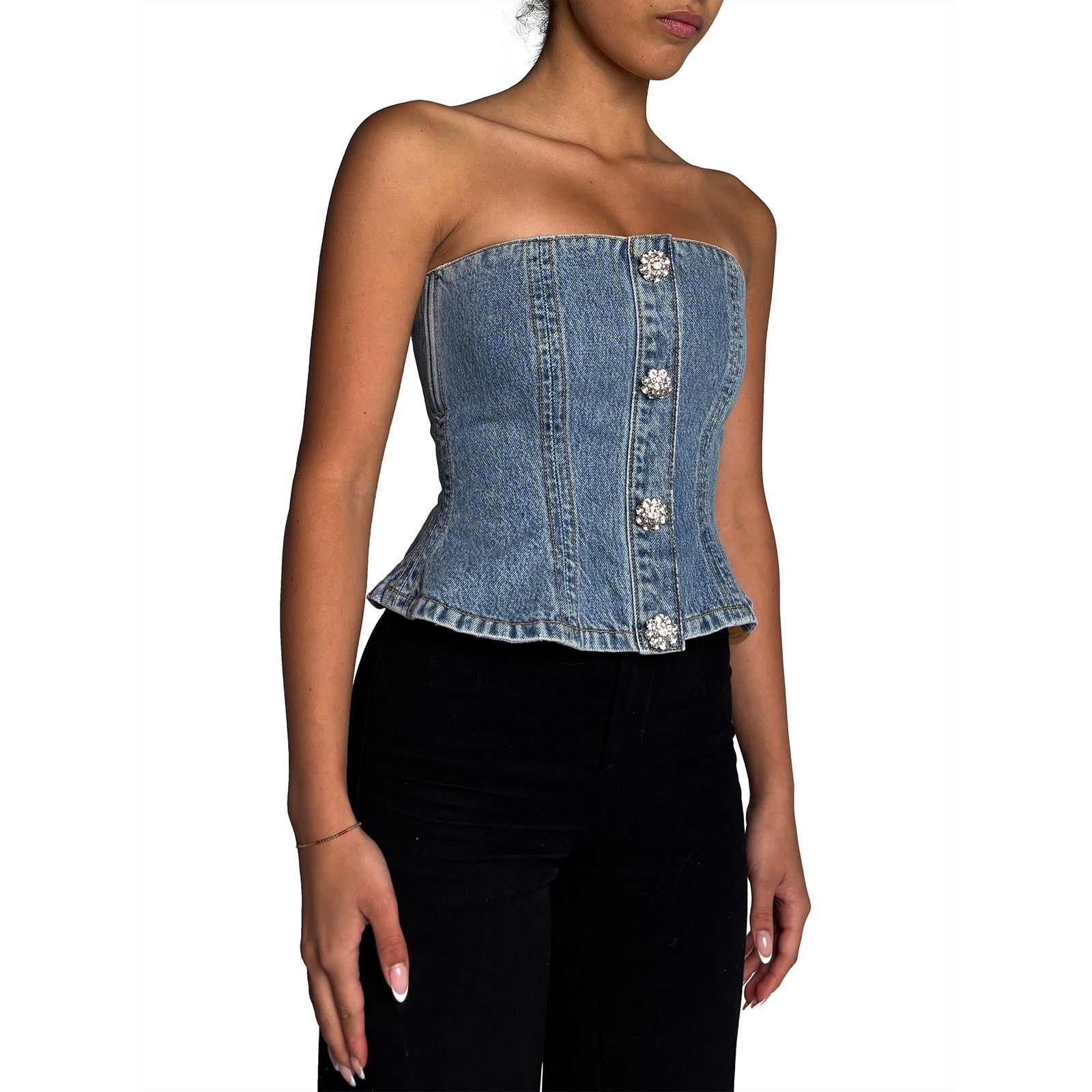 Ganni Denim Corset Size 4XL / US 24-26 - 2 Thumbnail