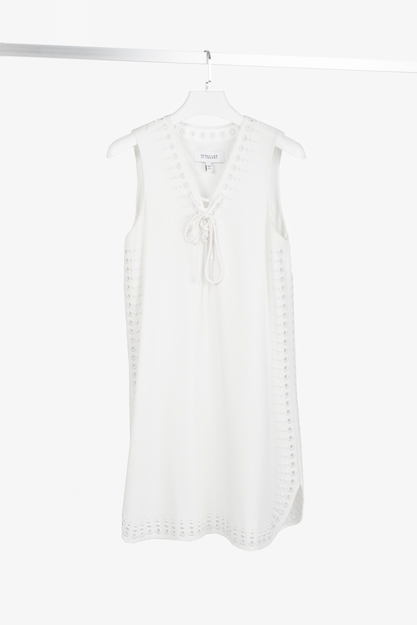 Derek Lam 10 Crosby Derek Lam 10 Crosby White Crepe Grommet Laces Mini Dress Size M / US 6-8 / IT 42-44 - 1 Thumbnail